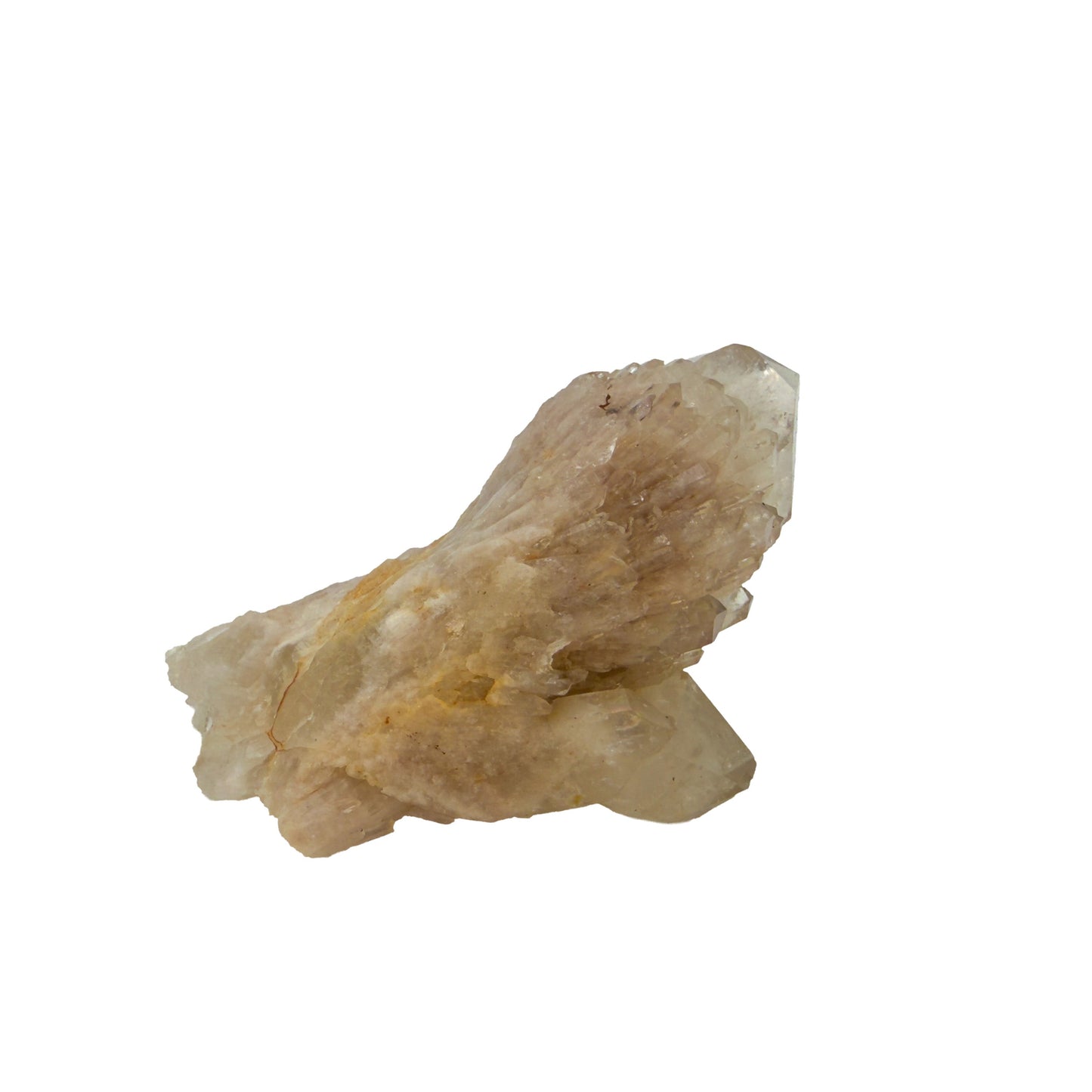 A-grade natural citrine cluster no. 35 from Haut-Lomami, DR Congo, primary crystal face, honey-toned quartz terminations, 3.43 inches long.