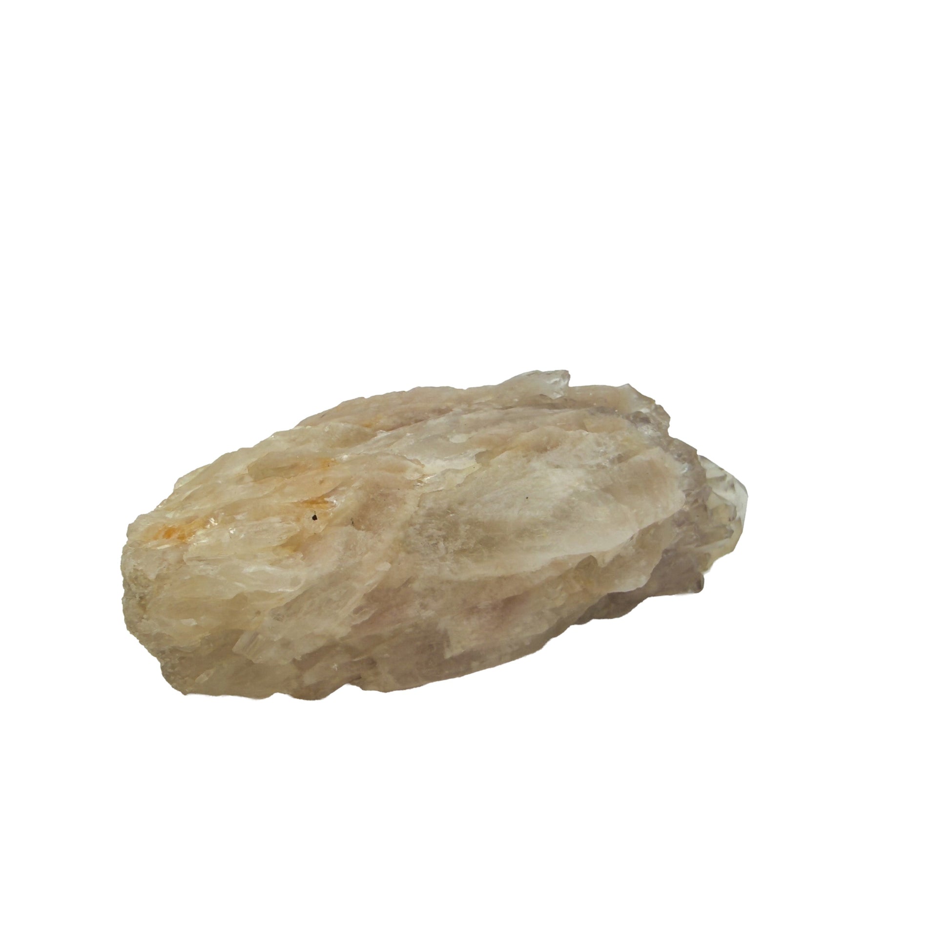 The left profile of citrine cluster no. 36, 1.20 inches tall, soft golden colour with smoky grey zoning.