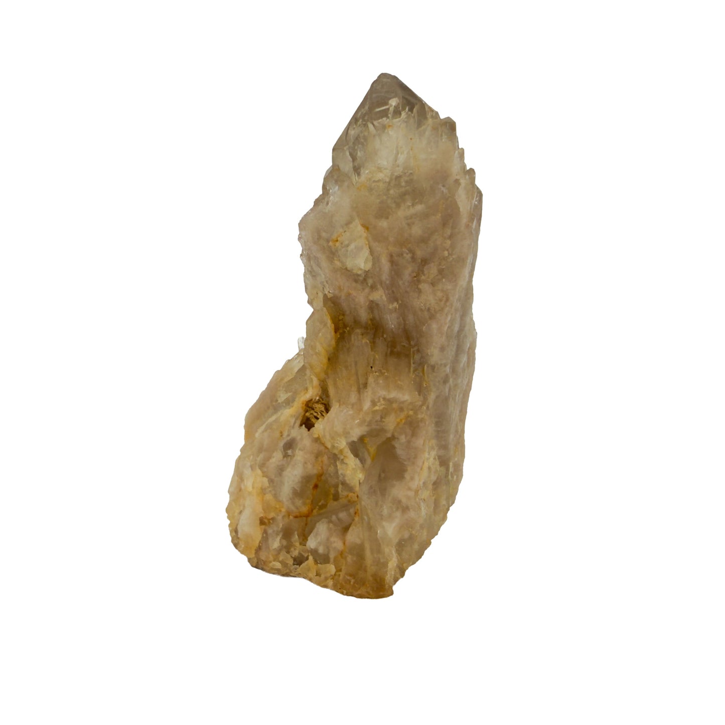 Untreated citrine specimen no. 37 seen from the left profile, 0.26 lb of naturally yellow quartz from the DR Congo.