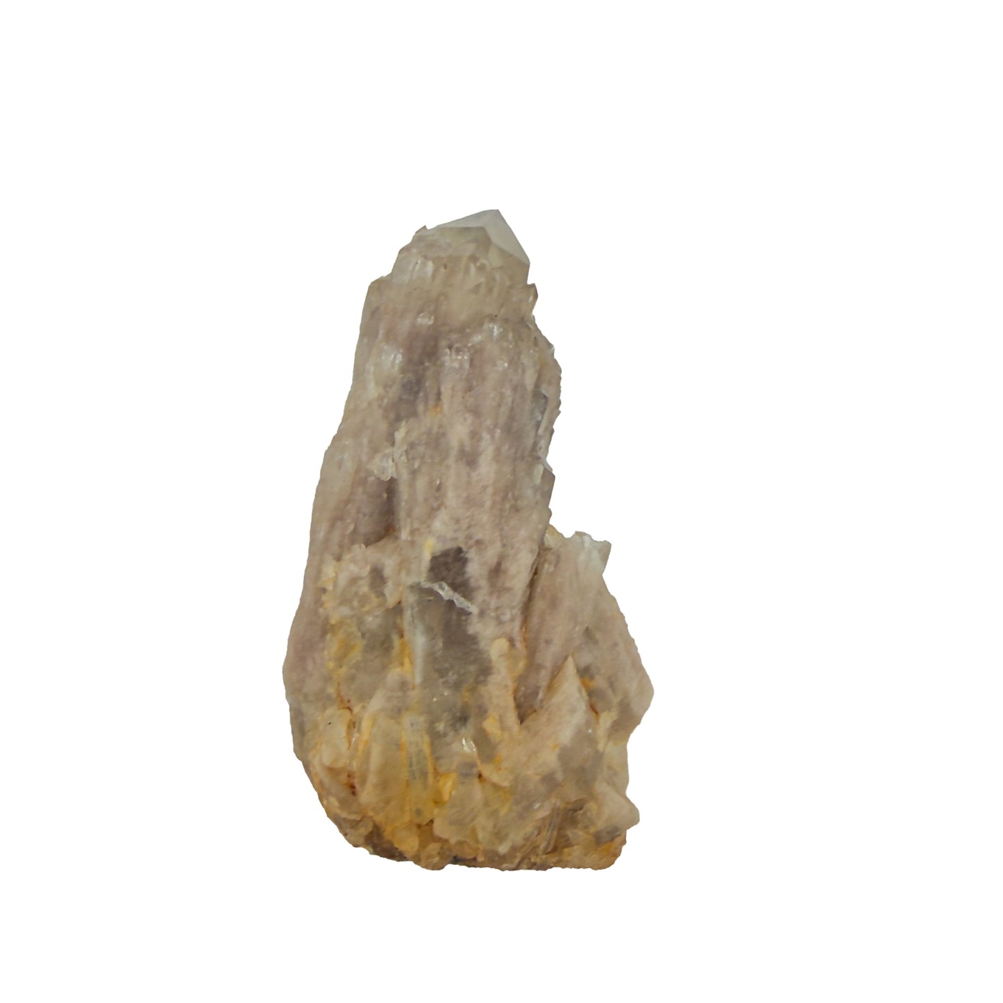 A-grade natural citrine cluster no. 37 from Haut-Lomami, DR Congo, top-down view, honey-toned quartz terminations, 1.53 inches long.