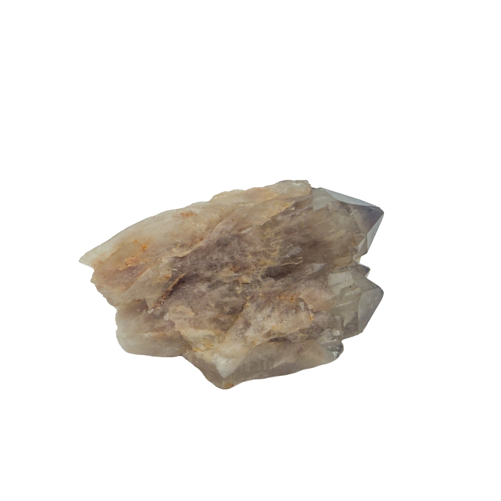 Left profile of natural citrine no. 38, 2.88 inches across, terminations catching light along the top edge.