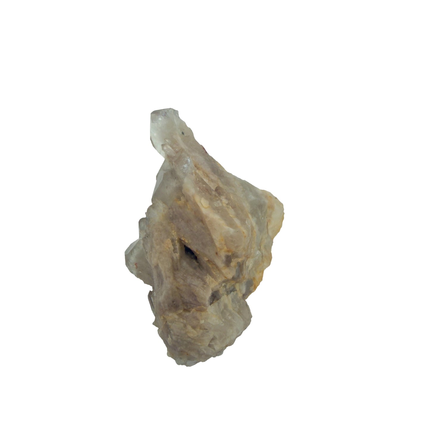 Reverse side of a 0.26 pound natural citrine cluster, no. 39, showing pale amber crystal faces over a raw base.