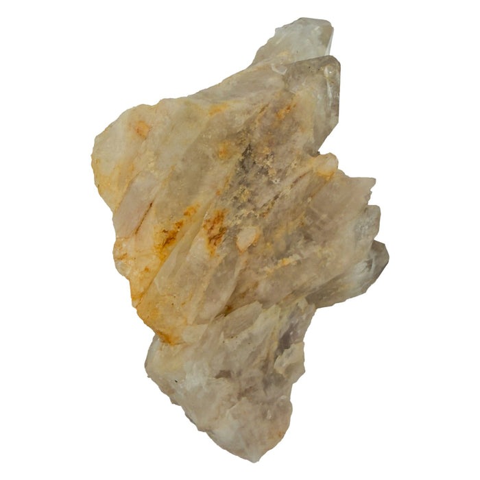 Natural citrine cluster no. 39 photographed at the top-down view, 2.94 by 1.58 by 1.77 inches, untreated Congo material.