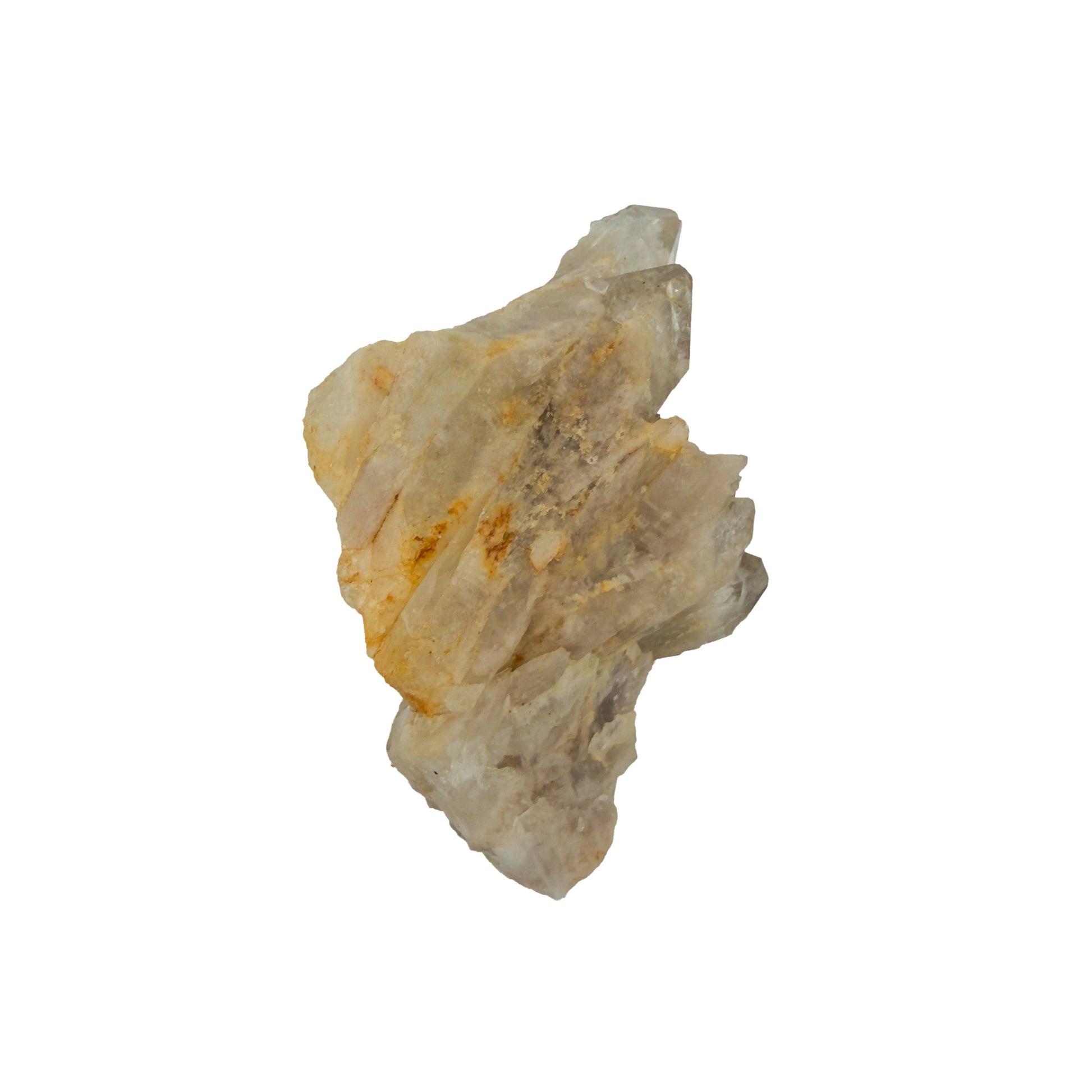 Natural citrine cluster no. 39 photographed at the top-down view, 2.94 by 1.58 by 1.77 inches, untreated Congo material.