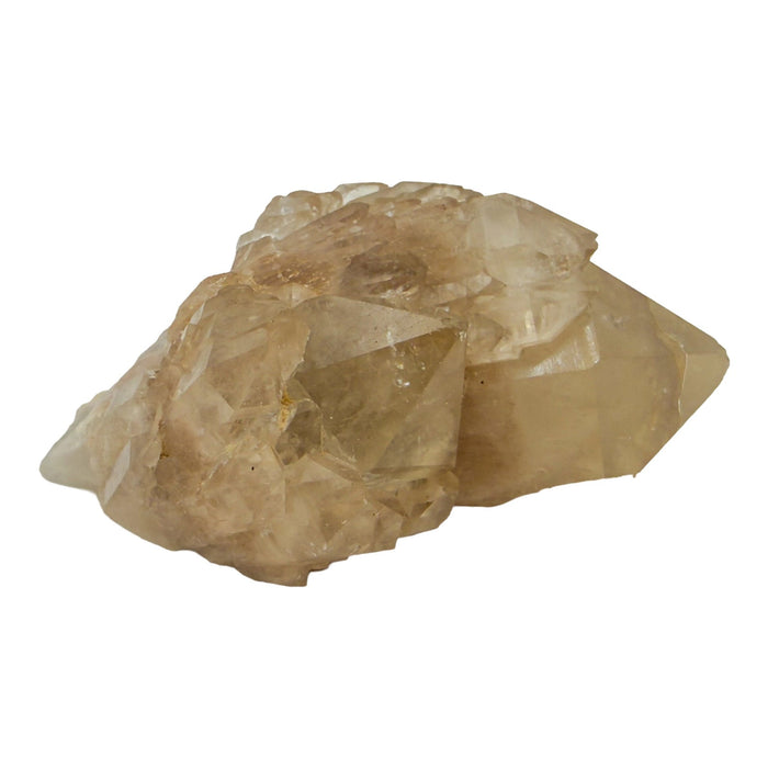 Primary crystal face of natural citrine no. 40, 2.11 inches across, terminations catching light along the top edge.