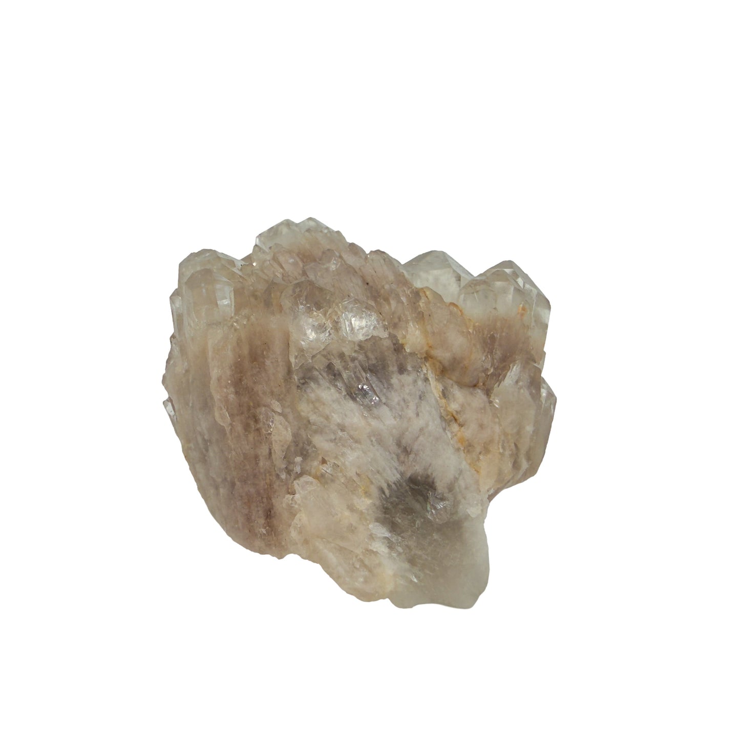 Right profile of a 0.25 pound natural citrine cluster, no. 40, showing pale amber crystal faces over a raw base.