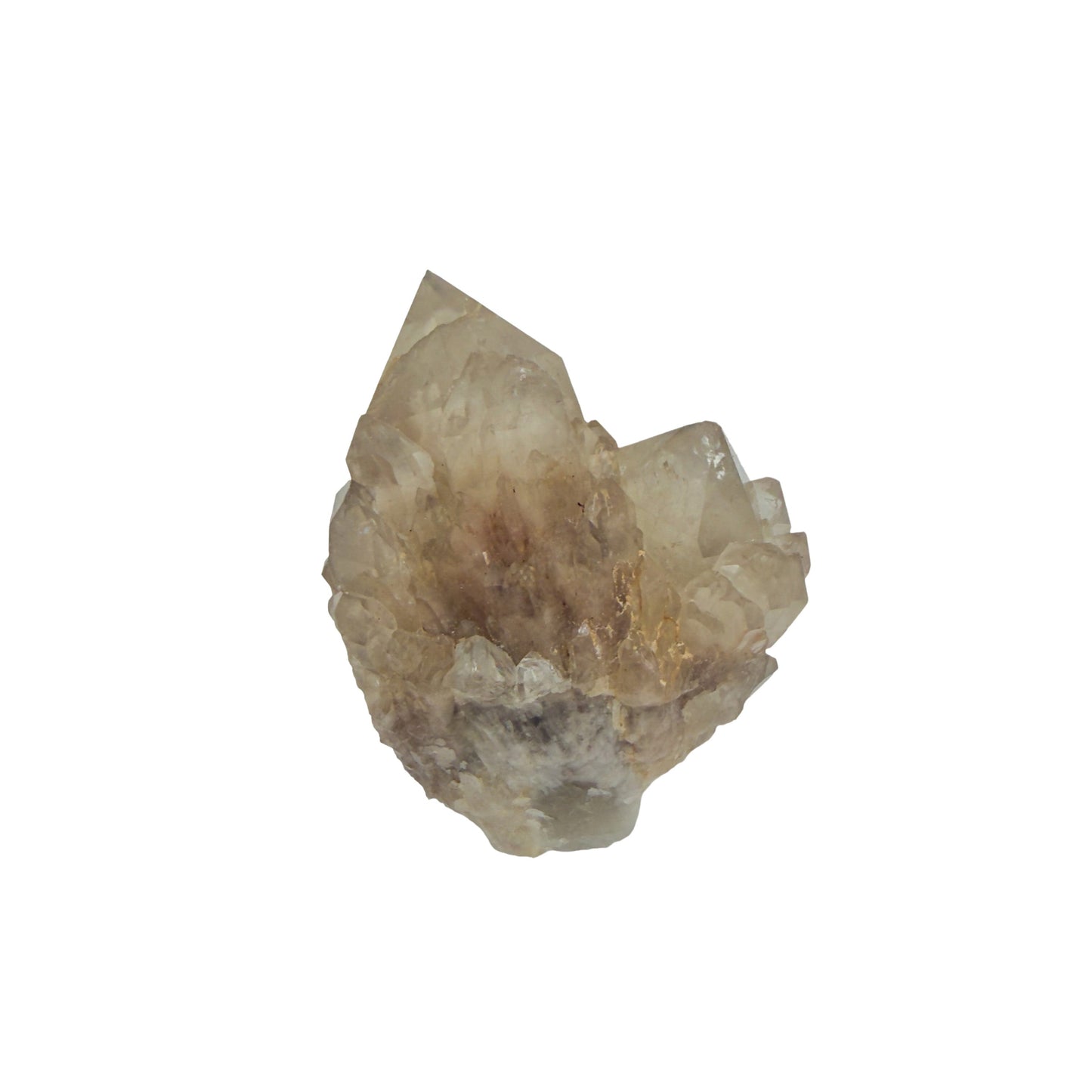 Natural citrine cluster no. 40 photographed at the reverse side, 2.11 by 1.79 by 1.85 inches, untreated Congo material.