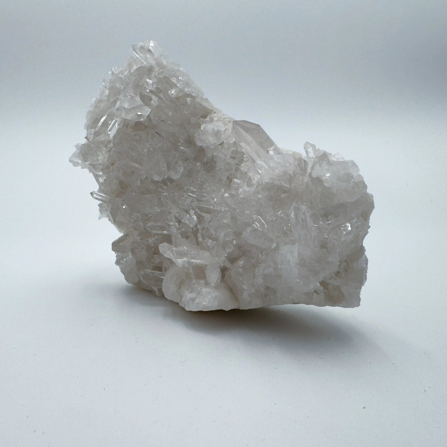 Overhead angle of Grade AAA Clear Quartz specimen, from Rio Grande do Sul, Brazil, drawn on for Cleansing.