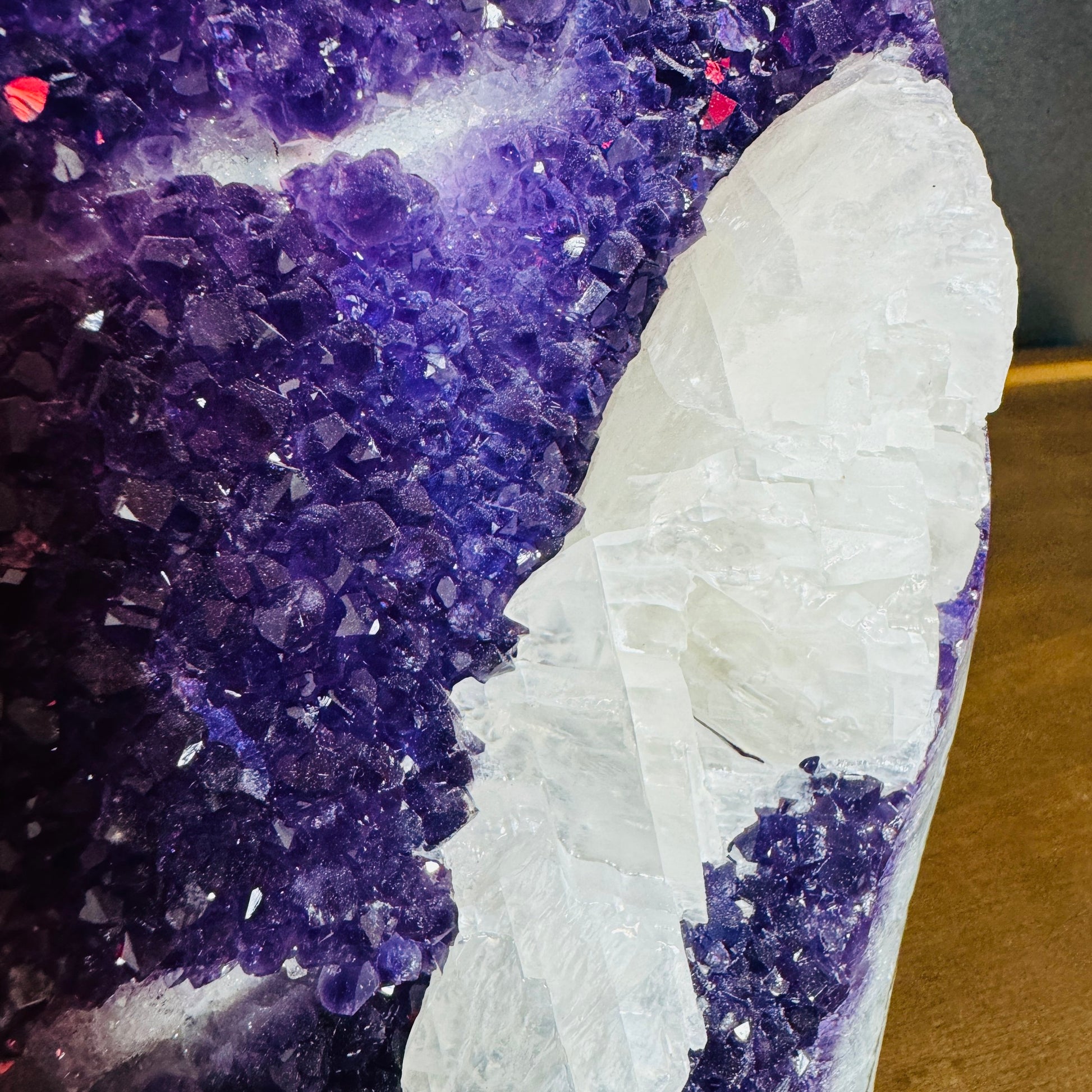 Back view of Grade AA Amethyst geode showing natural surface