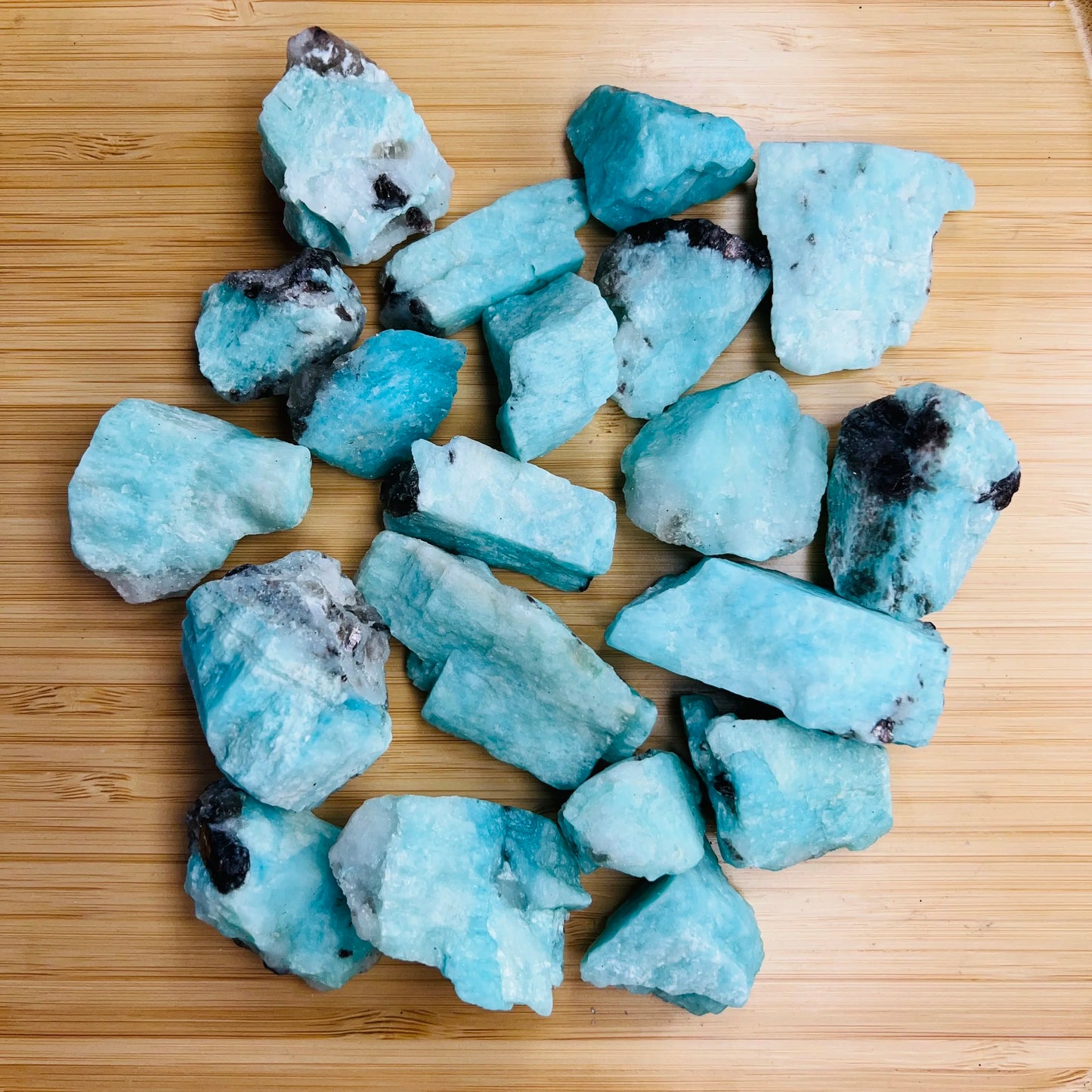 Magnified detail of Amazonite raw stone, showing natural texture.