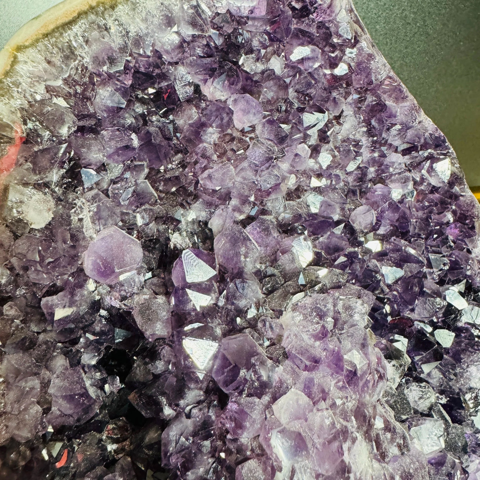 Detail shot of Grade AA Amethyst geode under natural light