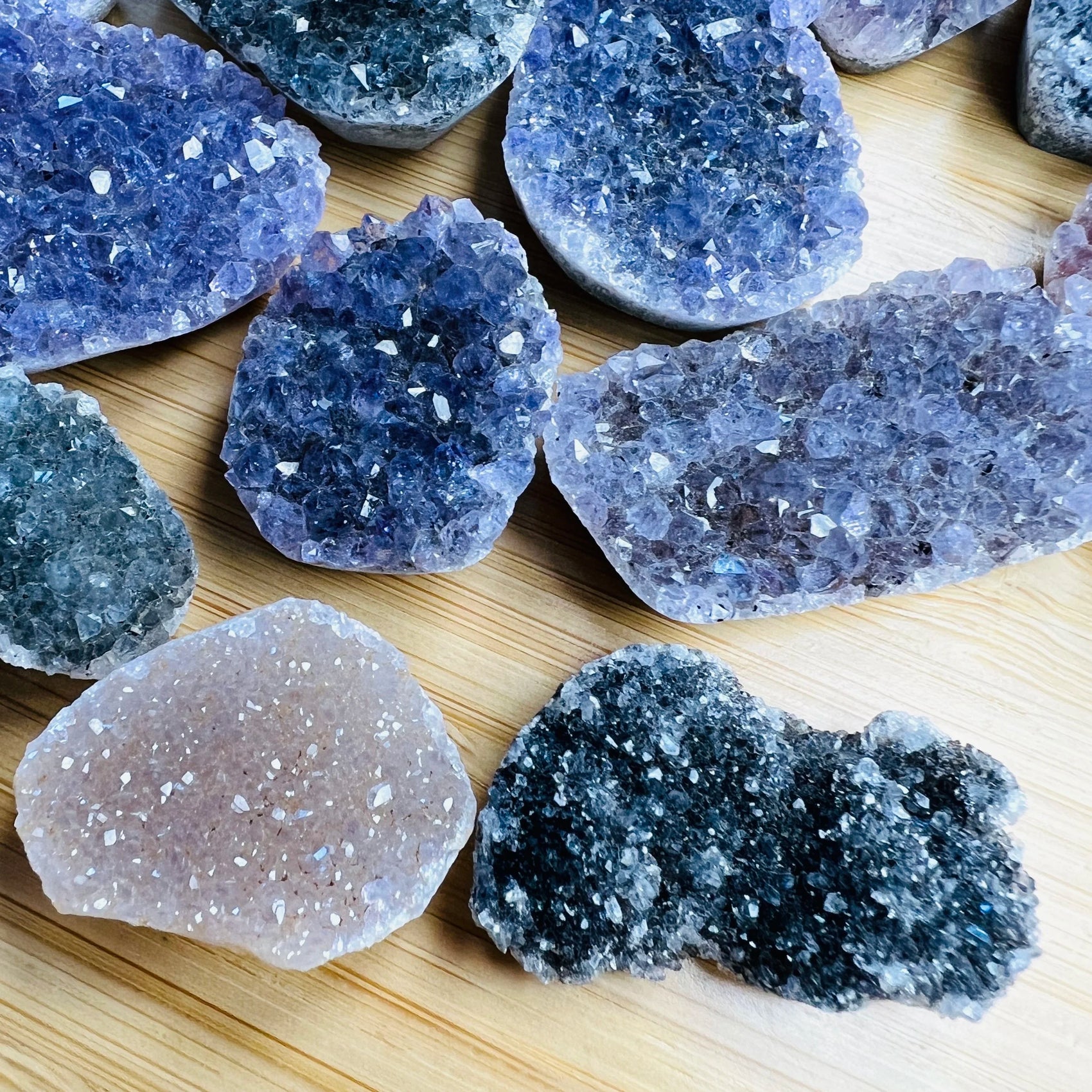 Daylight view of a single Amethyst raw cabochon from Artigas, Uruguay.