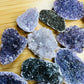 Underside view of purple Amethyst raw cabochon, sourced from Artigas, Uruguay.