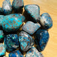 Back view of Grade AA Azurite tumbled stone showing natural surface