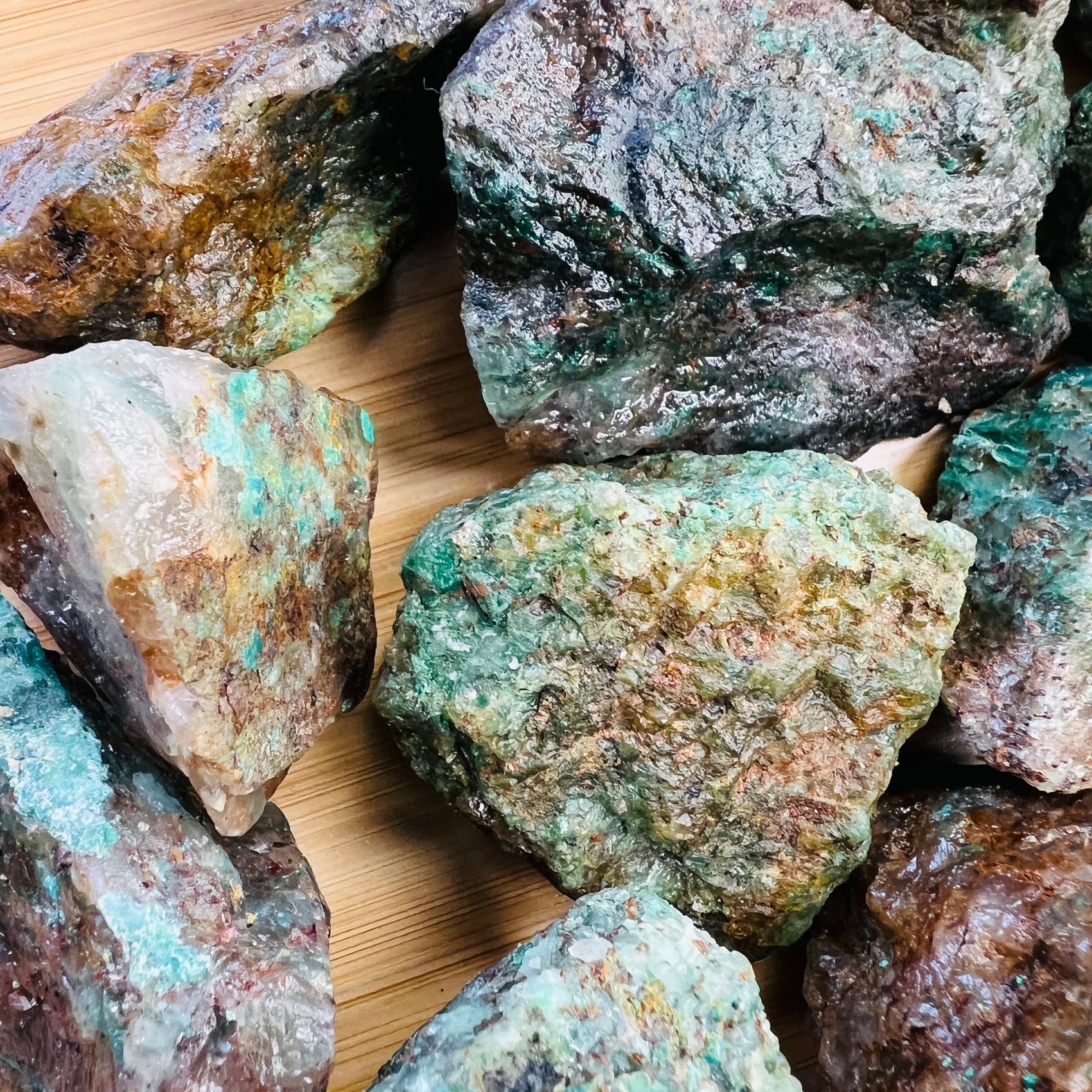 Chrysocolla raw stone from Madagascar with Blue, Green color, polished finish for mindful calm