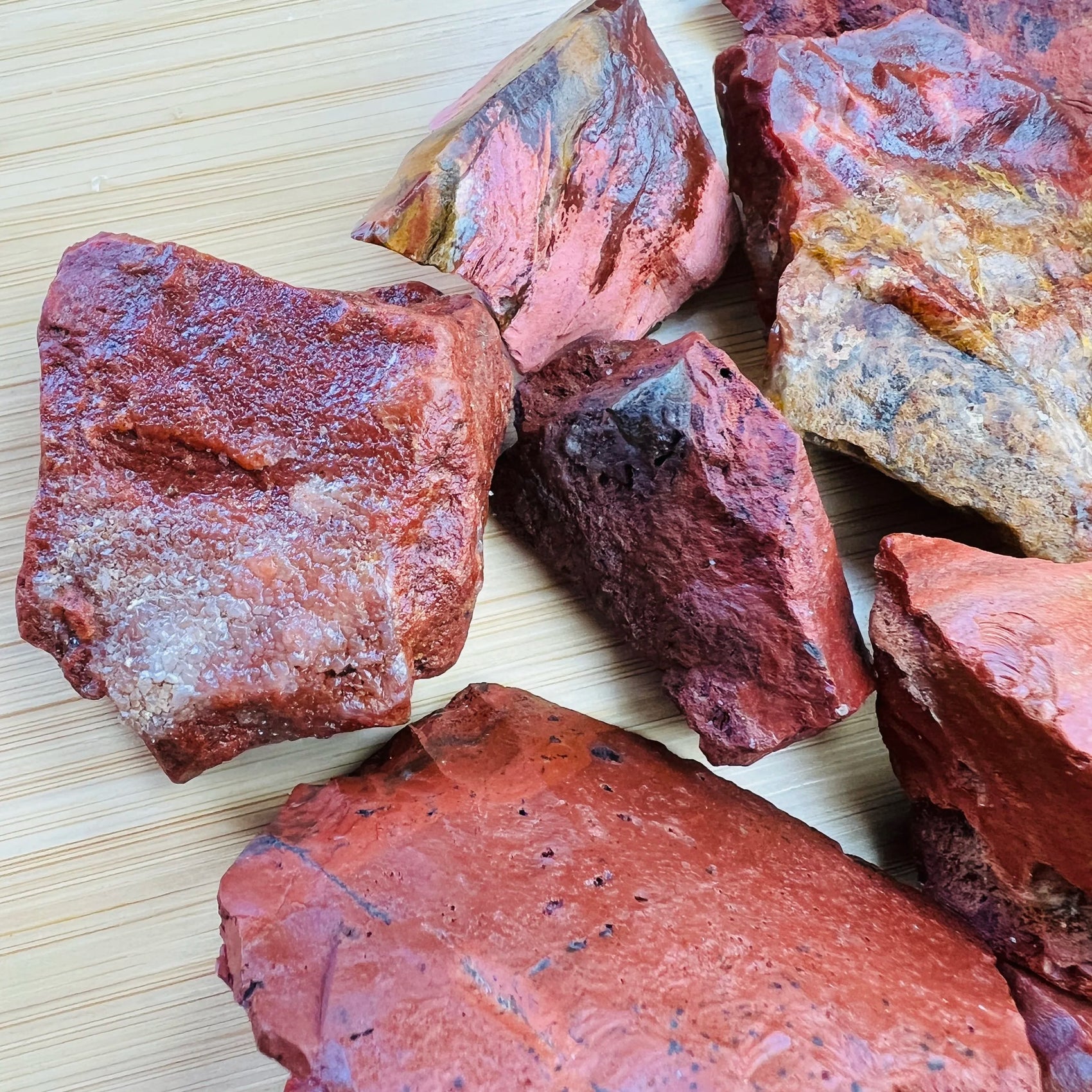 Full profile of Grade AA Red Jasper raw ready to ship from Beyond Bohemian