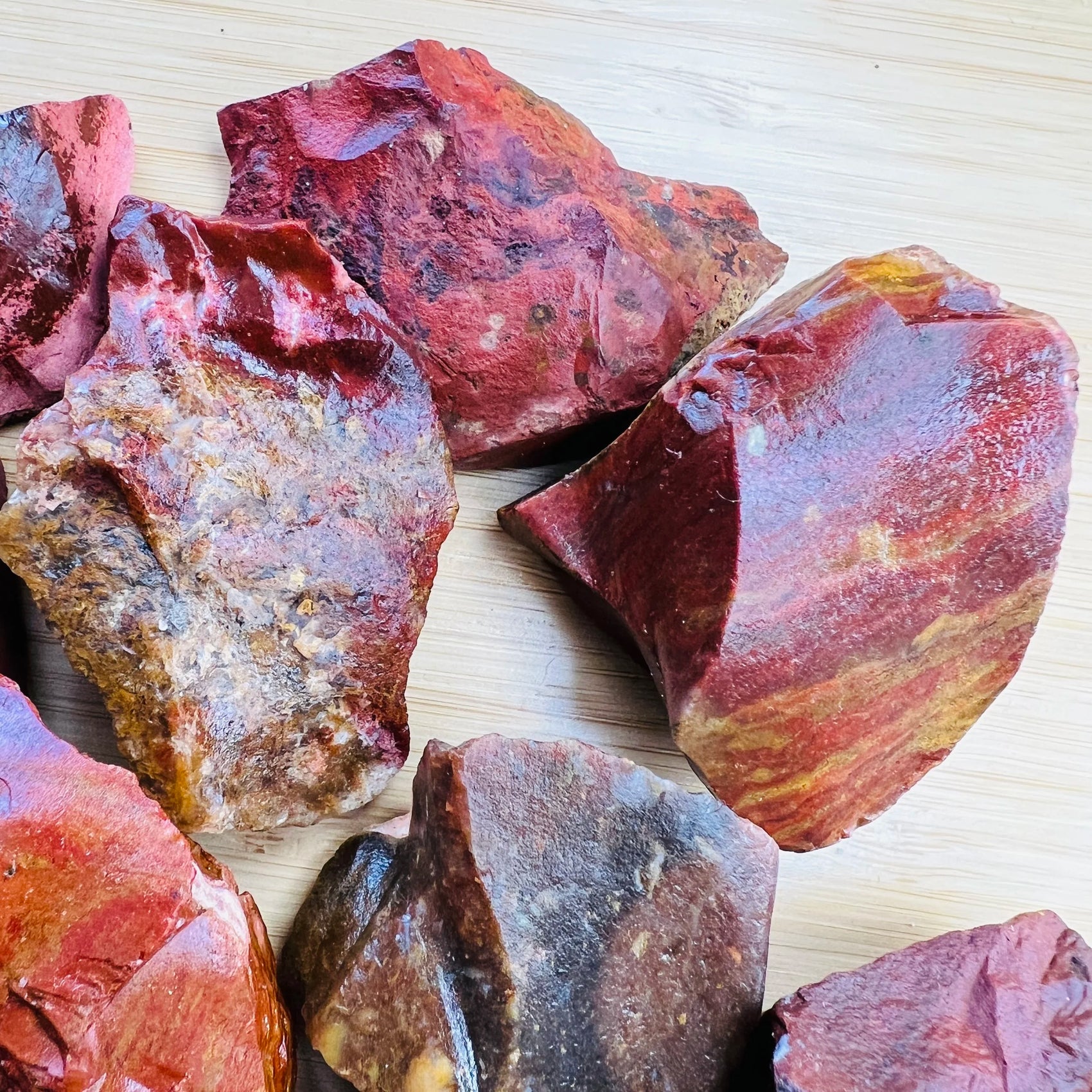 Full profile of Grade AA Red Jasper raw ready to ship from Beyond Bohemian