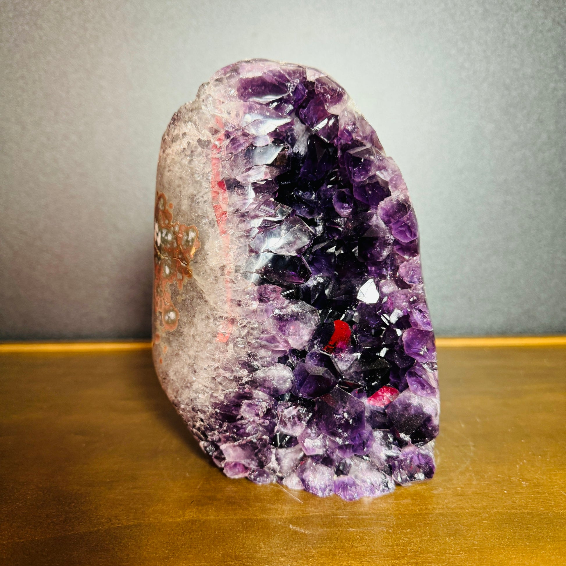 Detail of Amethyst raw geode, showing natural banding.