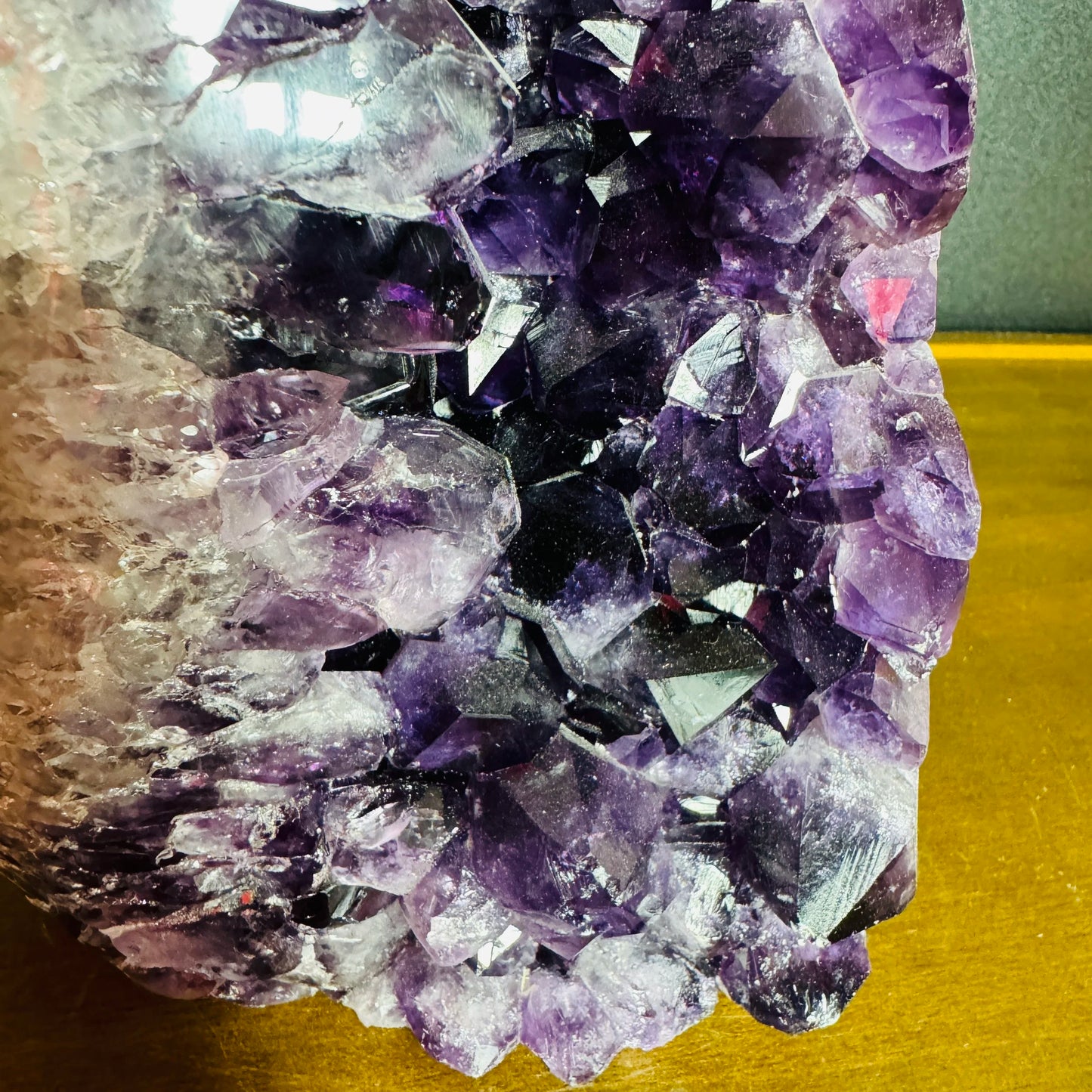 Detail shot of Grade AA Amethyst geode under natural light