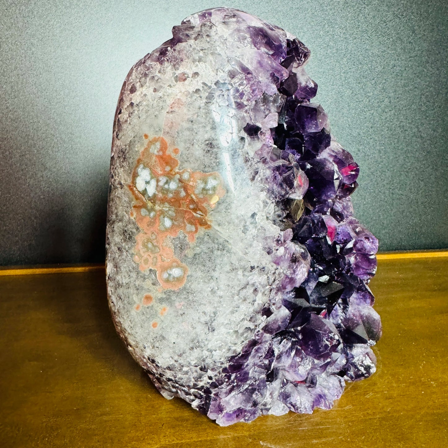 Bottom side of Amethyst raw geode, sourced from Artigas, Uruguay.