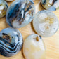 Top-side view of Dendritic Agate palm stone, hand-selected from Boeny, Madagascar, showing natural inclusions.