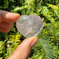Underside view of Rose Quartz polished heart, hand-selected from Vakinankaratra, Madagascar, turned to for Love.