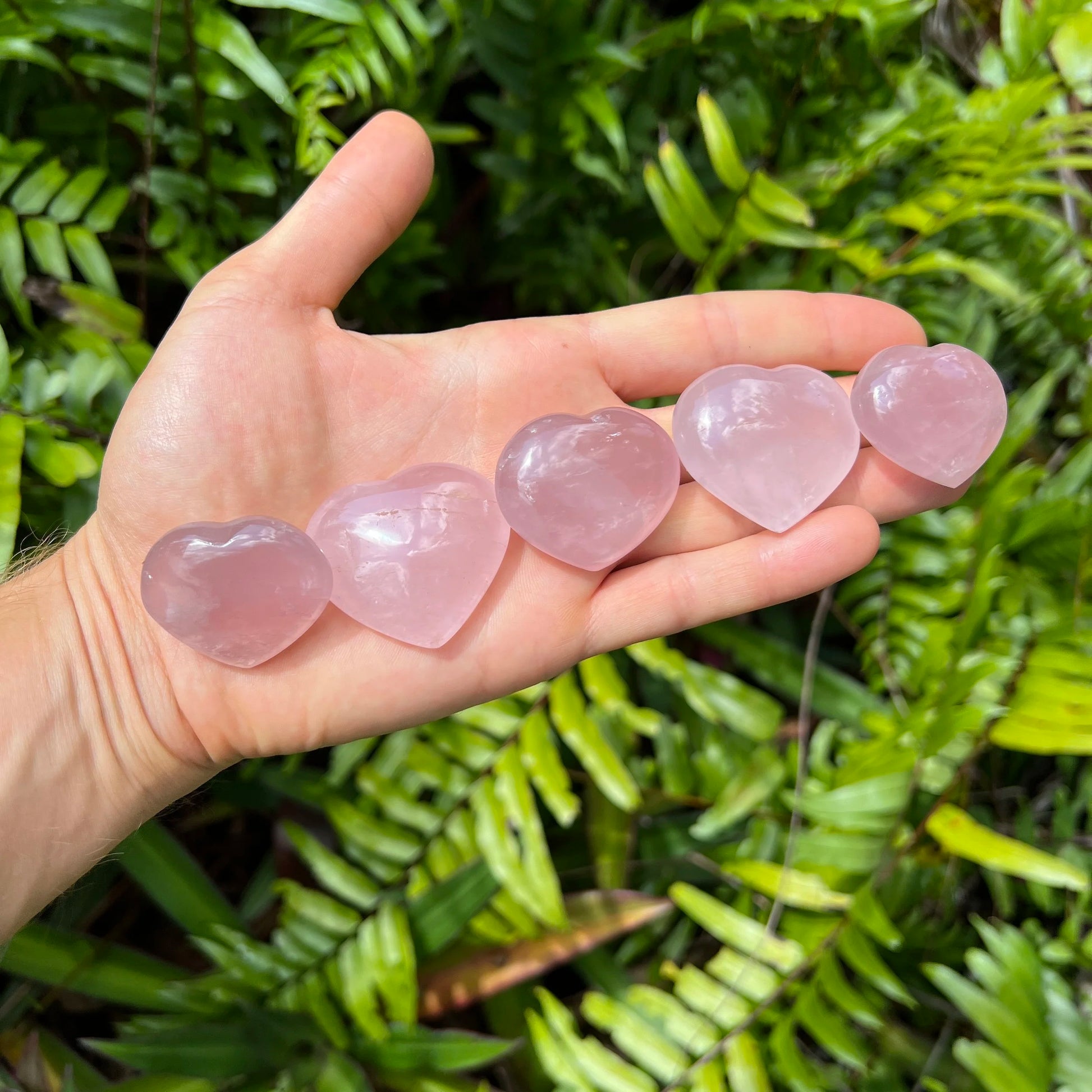 Full profile of Grade AA Rose Quartz heart ready to ship from Beyond Bohemian
