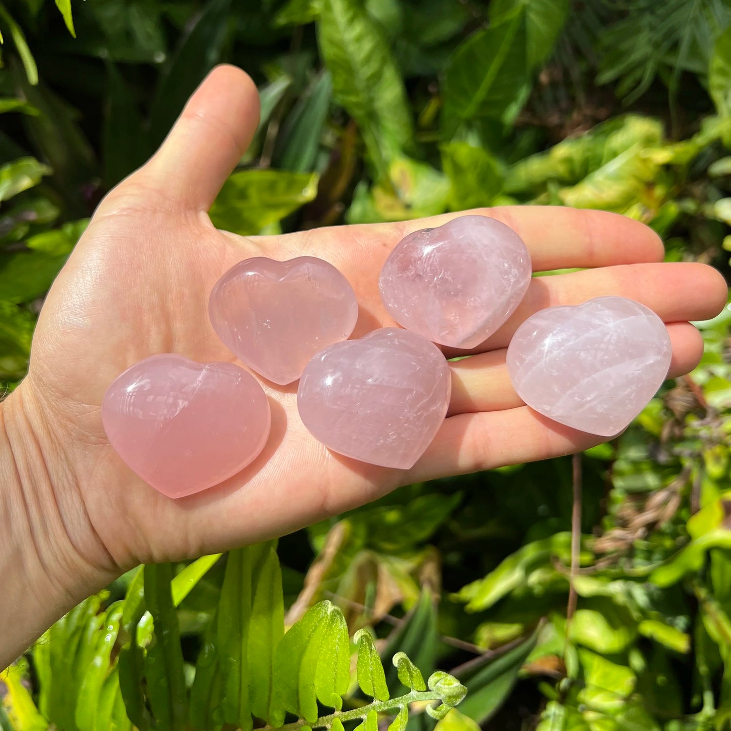 Full profile of Grade AA Rose Quartz heart ready to ship from Beyond Bohemian