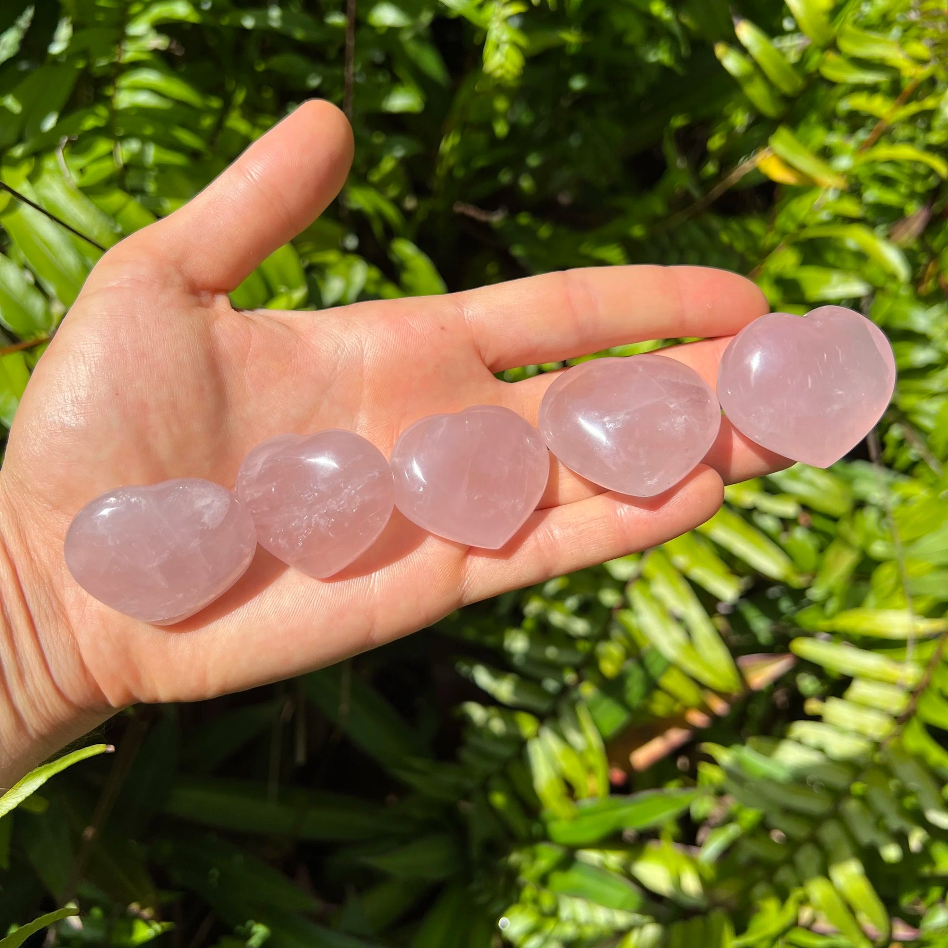 Full profile of Grade AA Rose Quartz heart ready to ship from Beyond Bohemian