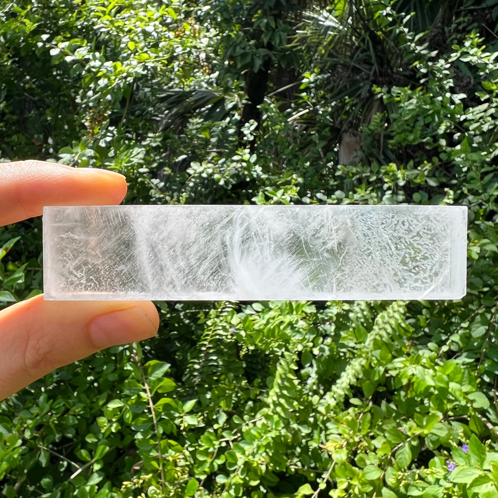 Side profile of Grade AAA Selenite raw crystals with natural form and inclusions