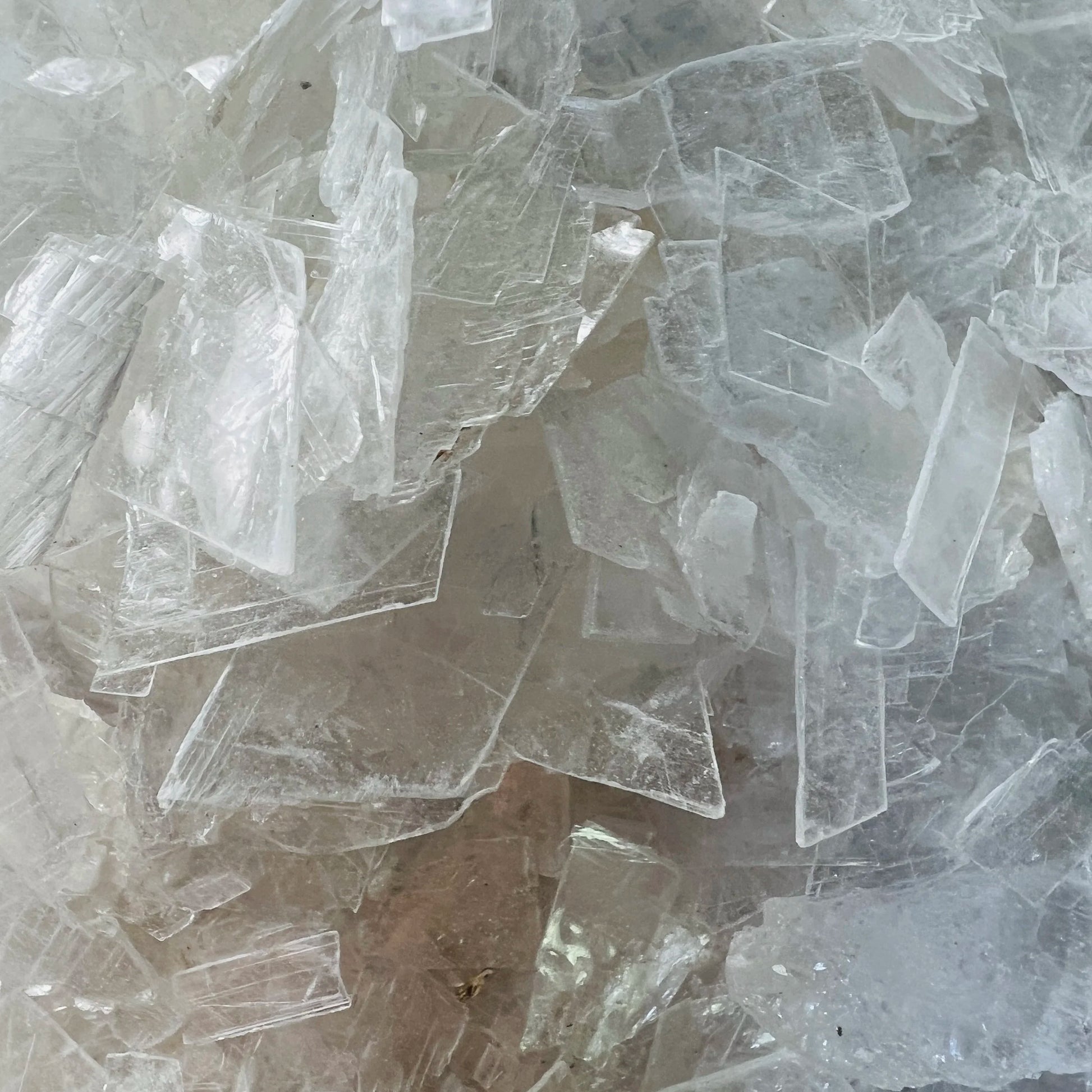 Full profile of Grade AAA Selenite crystal chips ready to ship from Beyond Bohemian