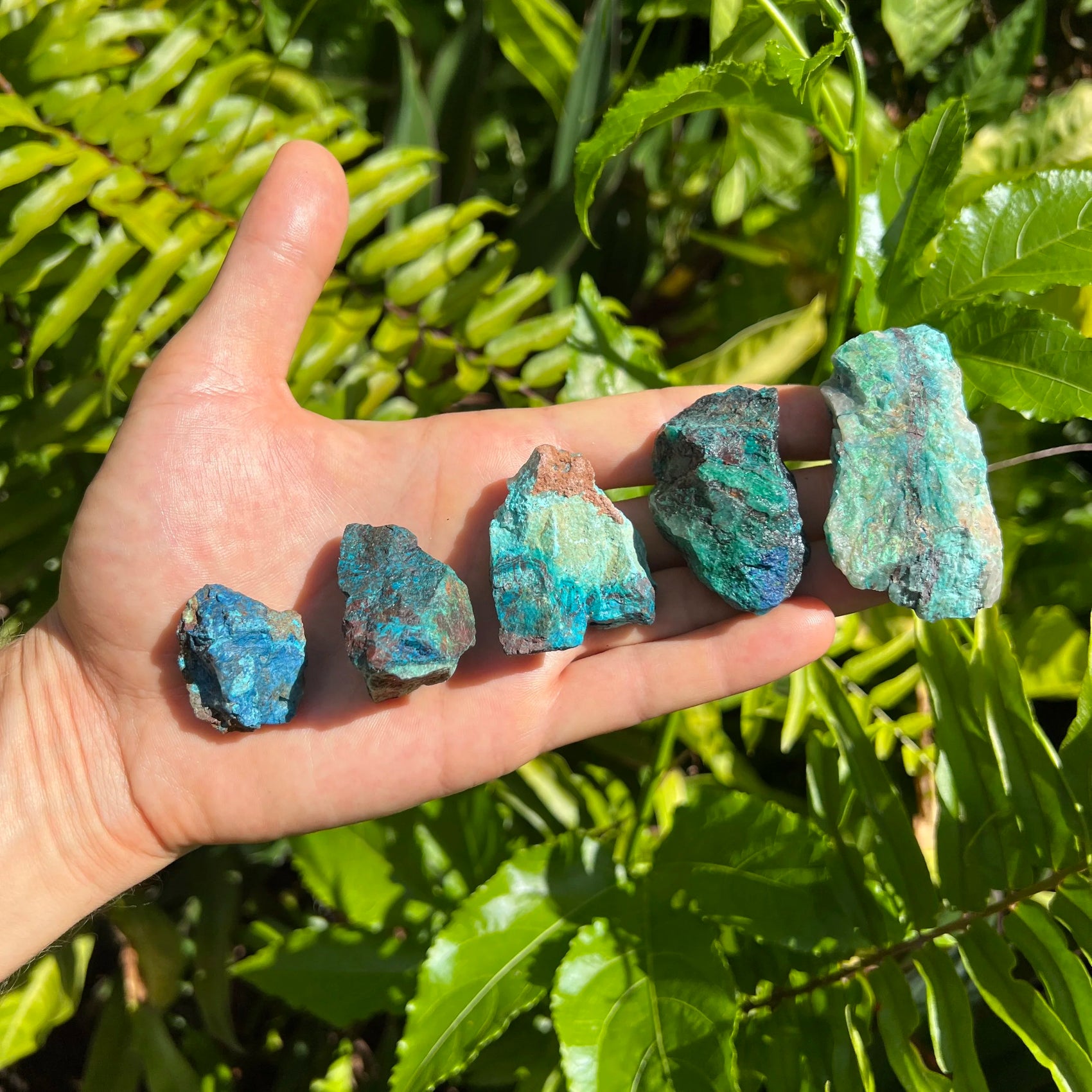 Handheld Chrysocolla raw stone from Namibia for meditation, Emotional Healing and Stress Relief