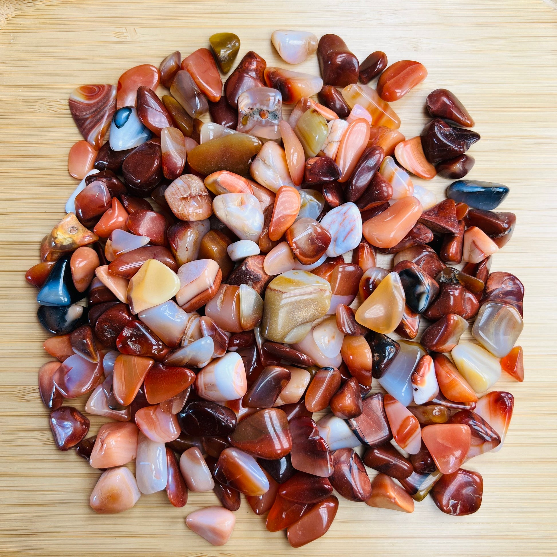 Ethically sourced Grade AA Carnelian tumbled stone from Boeny, Madagascar at Beyond Bohemian