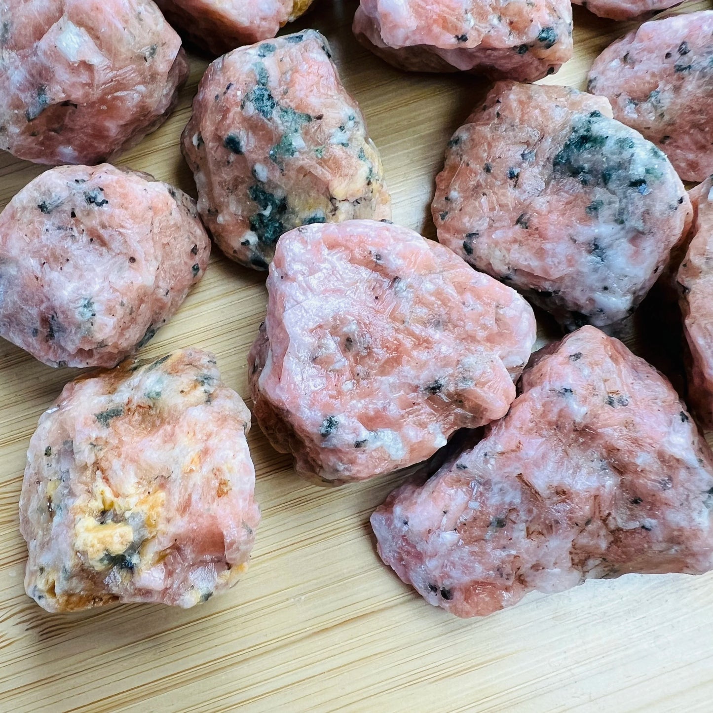 Full profile of Grade A Orange Calcite raw ready to ship from Beyond Bohemian