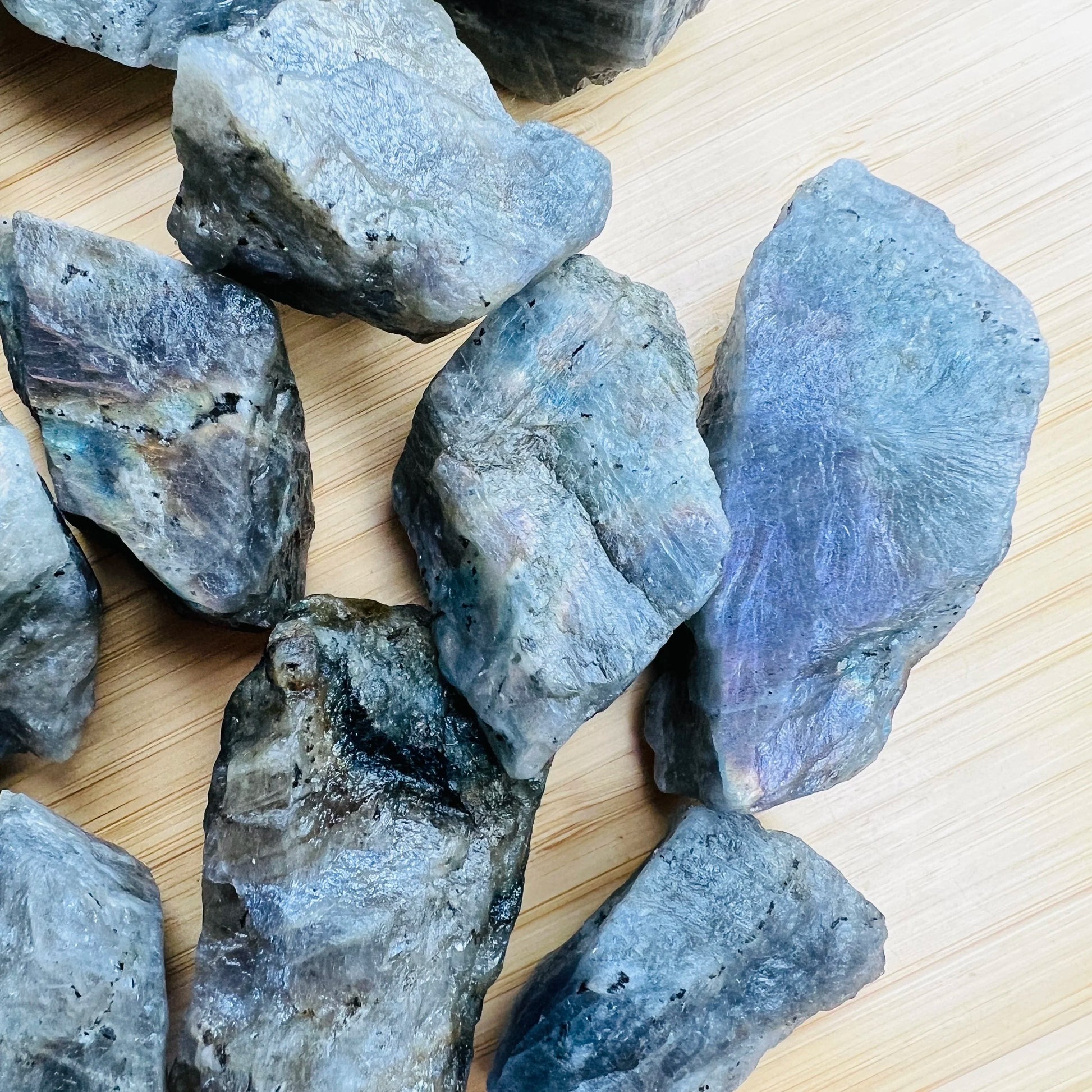 Back view of Grade AA Labradorite raw showing natural surface