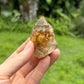 Magnified detail of Natural Citrine Raw specimen, showing natural patina, from Democratic Republic of the Congo.