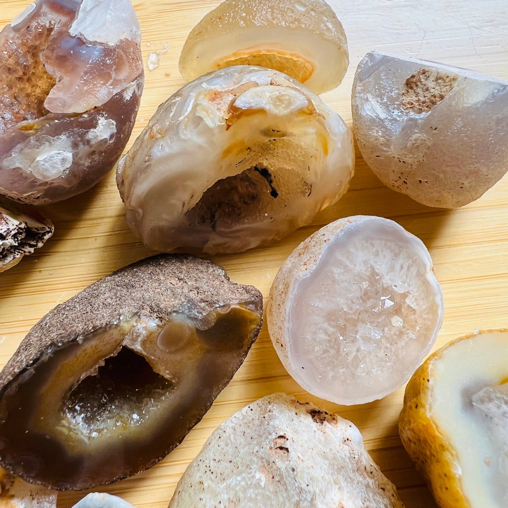 Agate geode from Brazil with Multicolored color, polished finish for mindful calm