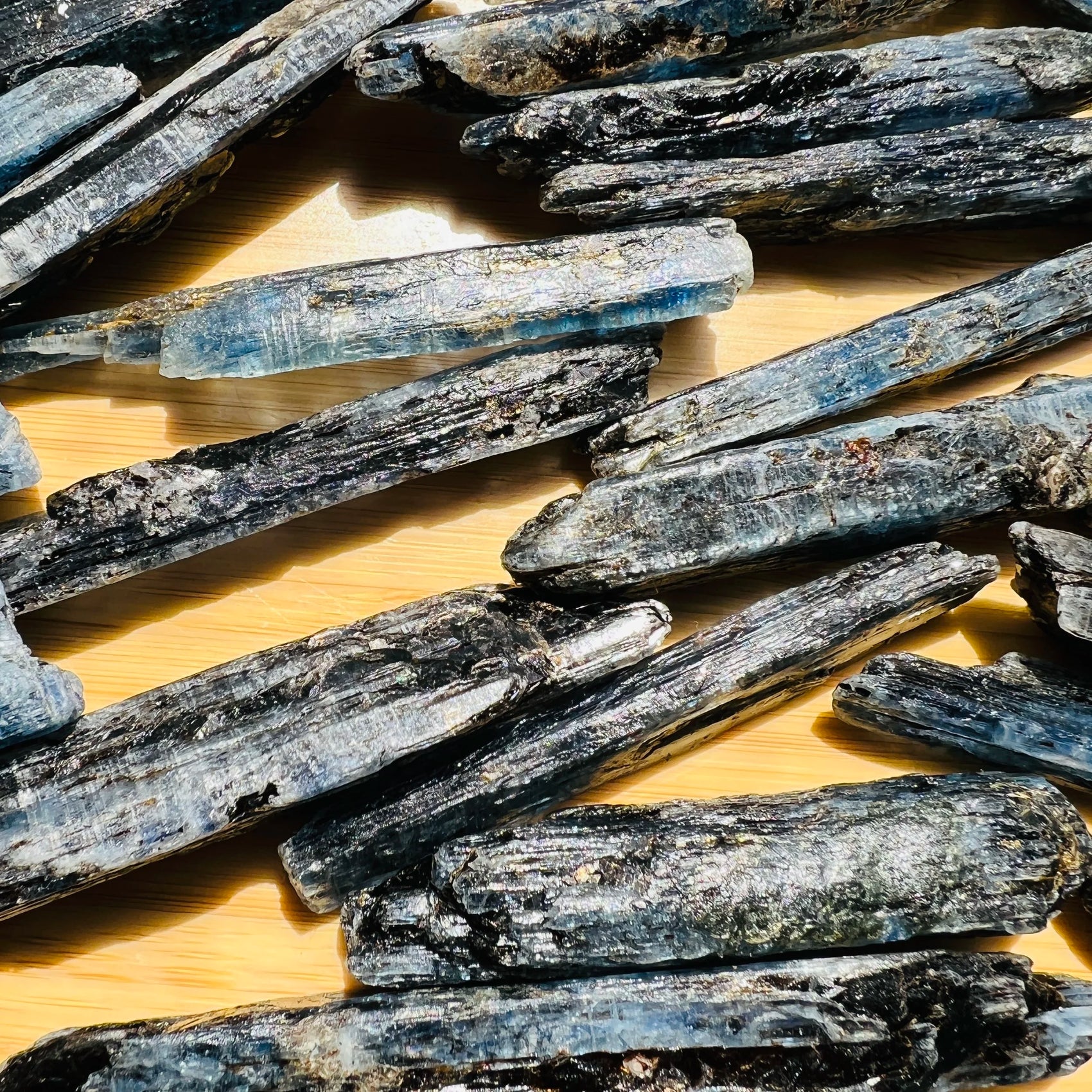 Close-up of Blue Kyanite raw crystal from Zimbabwe, soothing wellness stone for Intuition