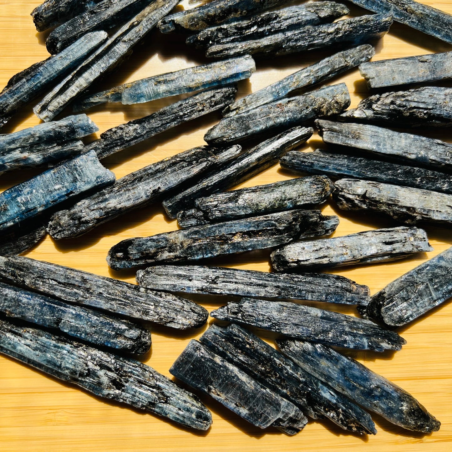 Plan view of Blue Kyanite raw stone, kept near for Confidence and Meditation, from Mashonaland West, Zimbabwe.