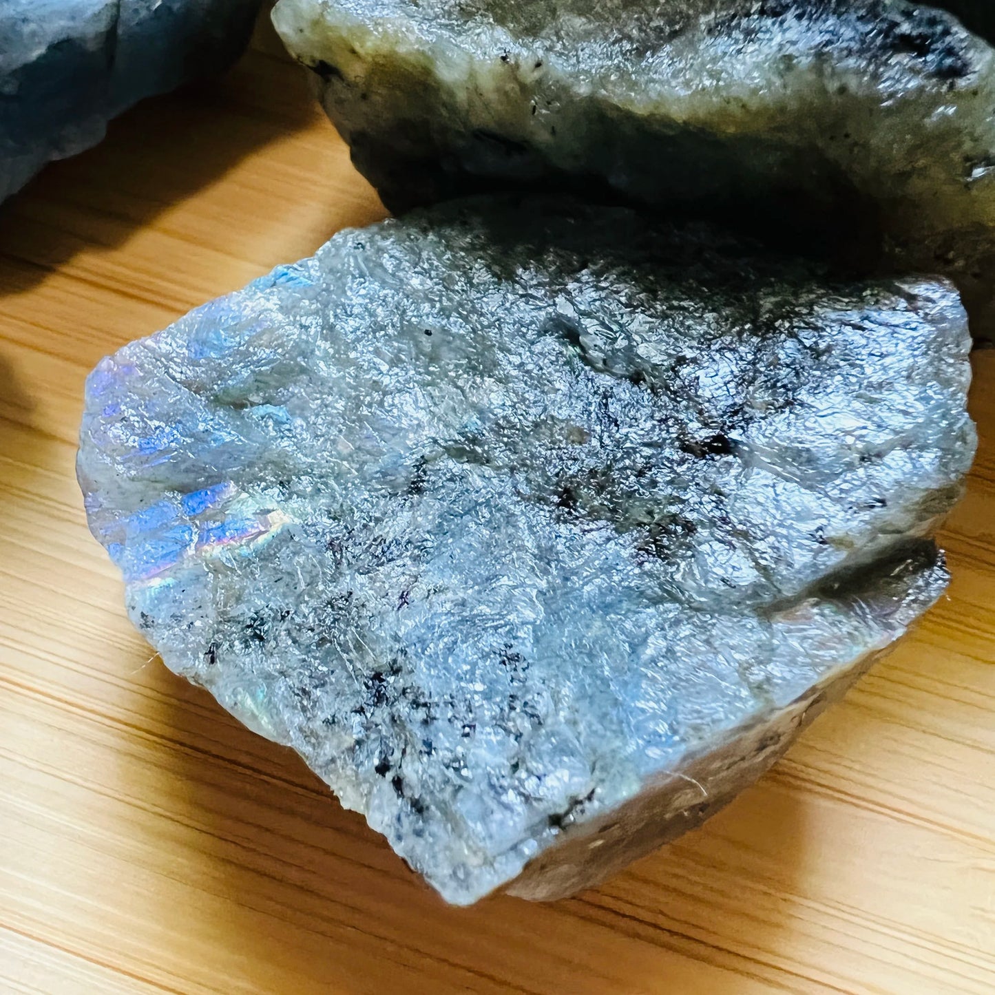 Full profile of Grade AA Labradorite raw ready to ship from Beyond Bohemian