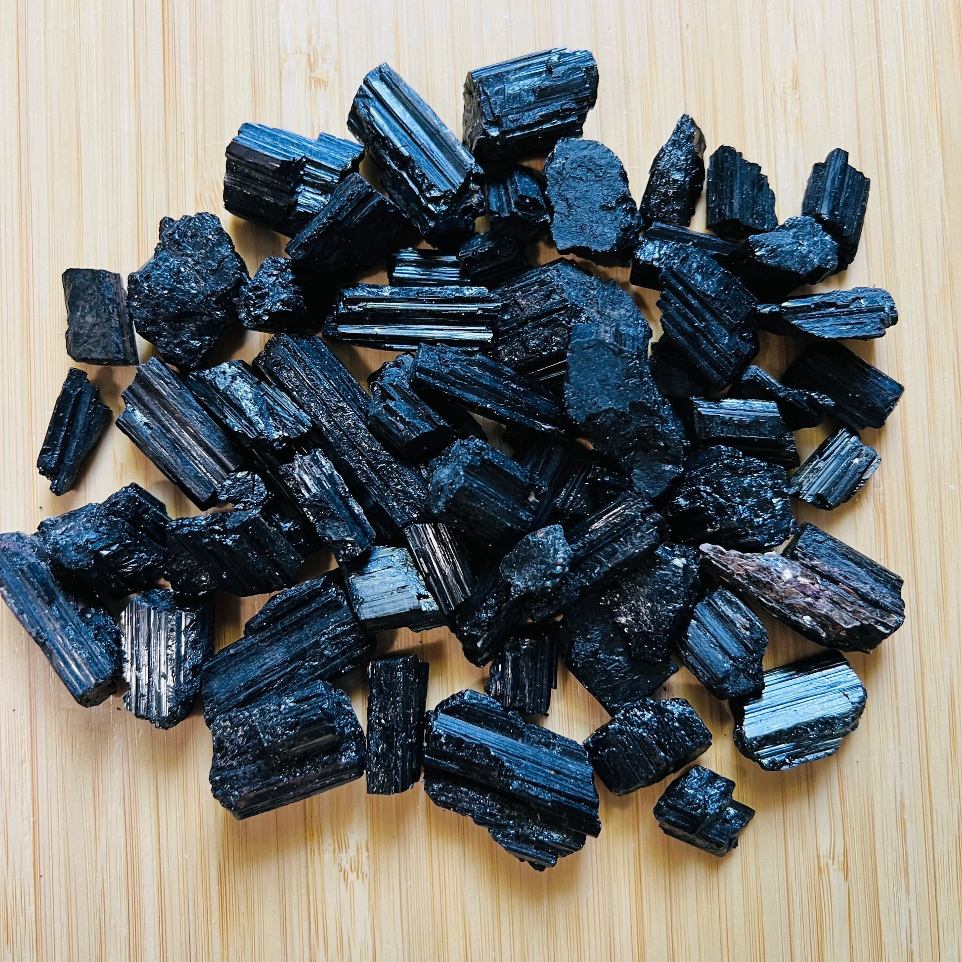 Full profile of Grade AA Black Tourmaline raw ready to ship from Beyond Bohemian