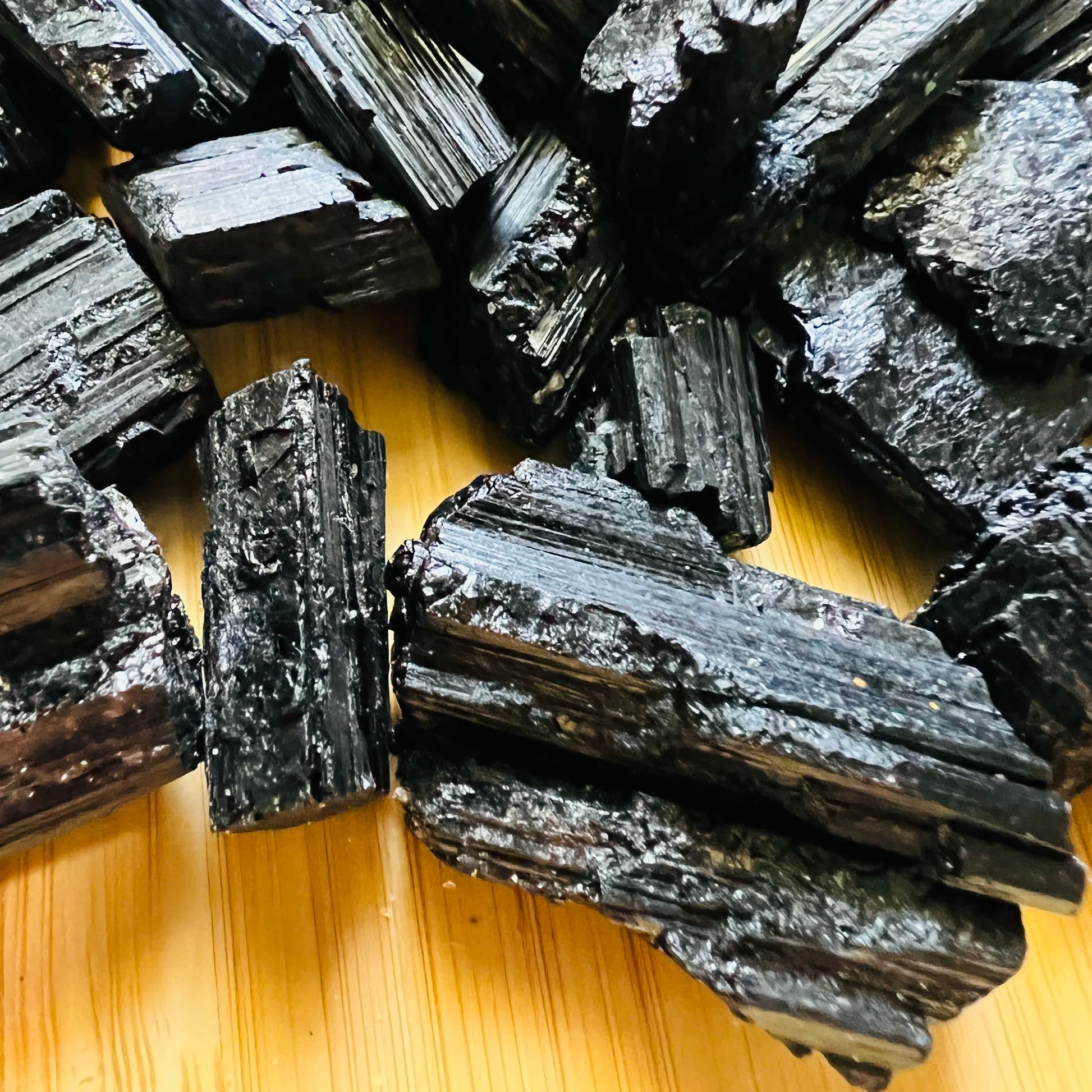 Full profile of Grade AA Black Tourmaline raw ready to ship from Beyond Bohemian
