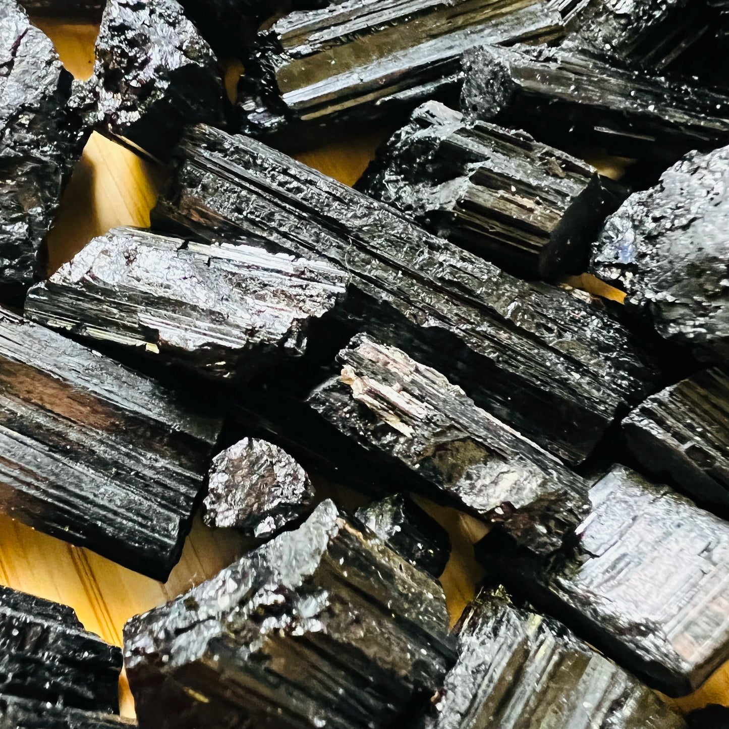 Full profile of Grade AA Black Tourmaline raw ready to ship from Beyond Bohemian