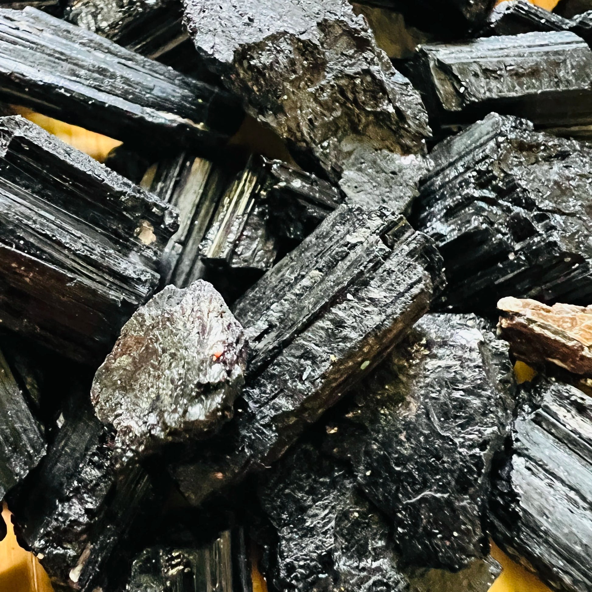 Full profile of Grade AA Black Tourmaline raw ready to ship from Beyond Bohemian