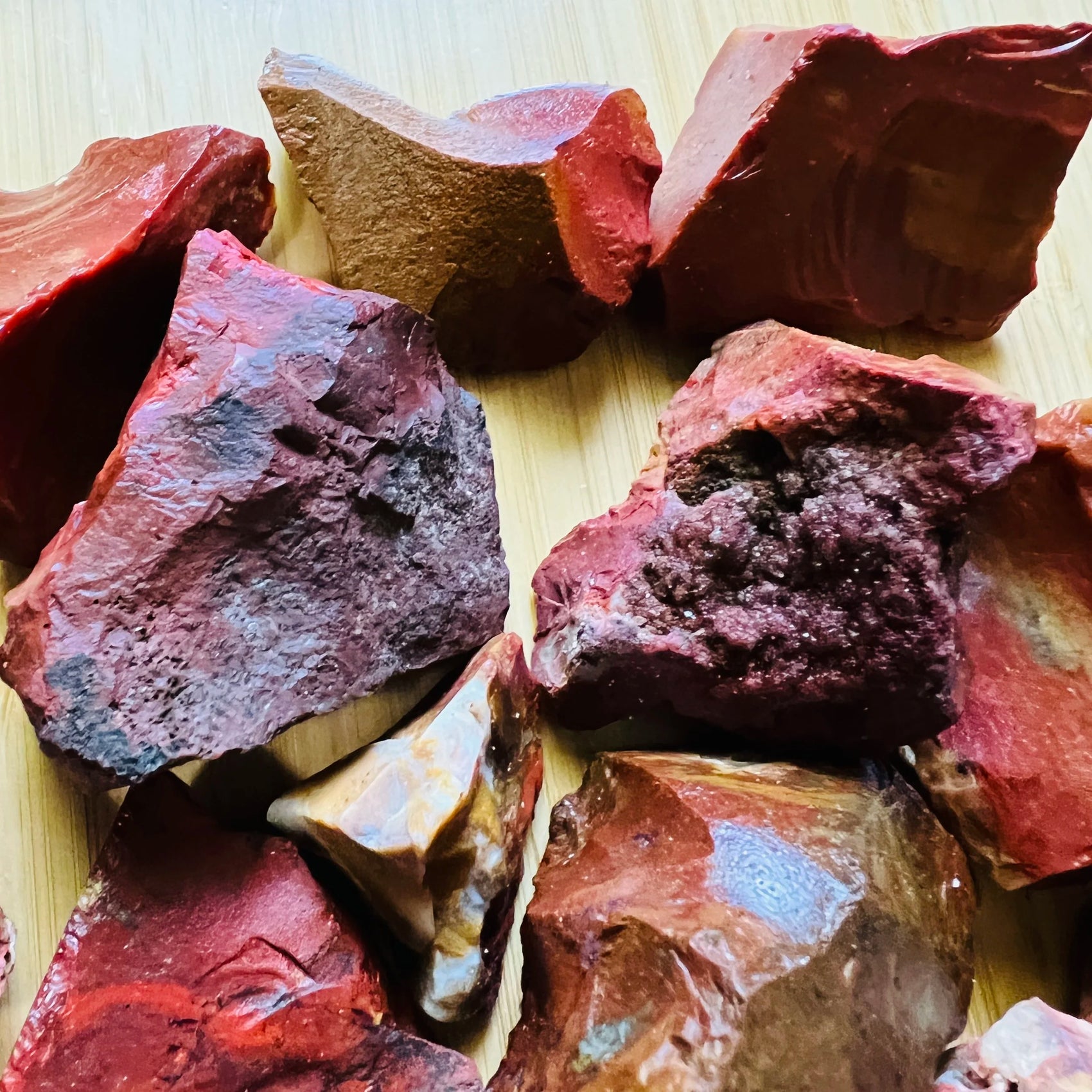Reverse side of Red Jasper raw stone, showing characteristic patterning.