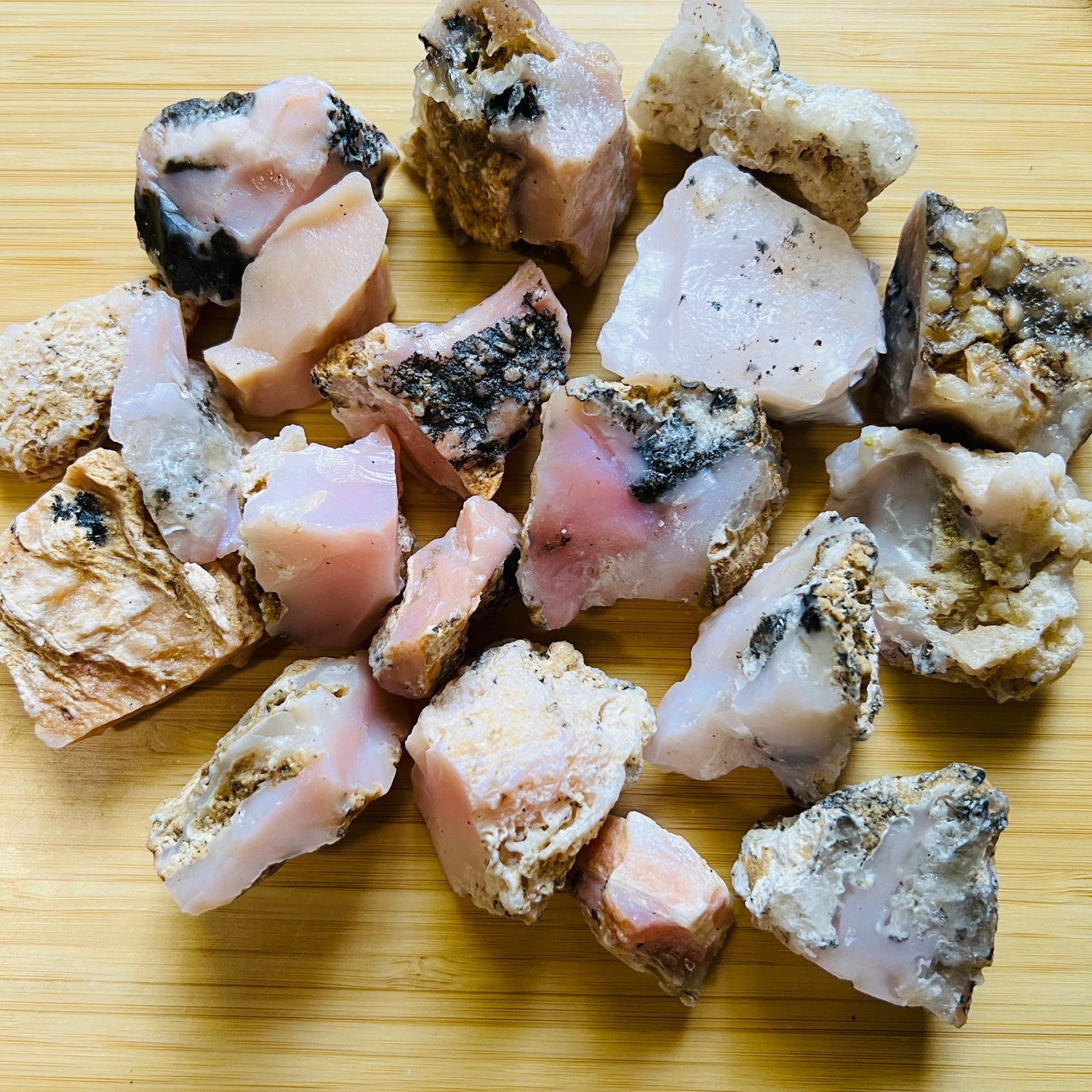Pink Opal raw stones from Peru, Pink stones for Emotional Healing