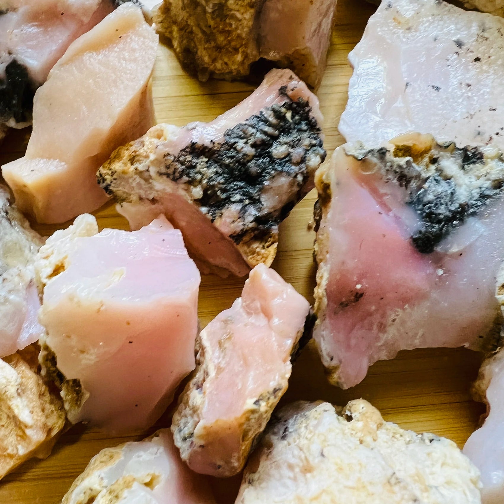 Pink Opal raw stone from Peru with Pink color, polished finish for mindful calm