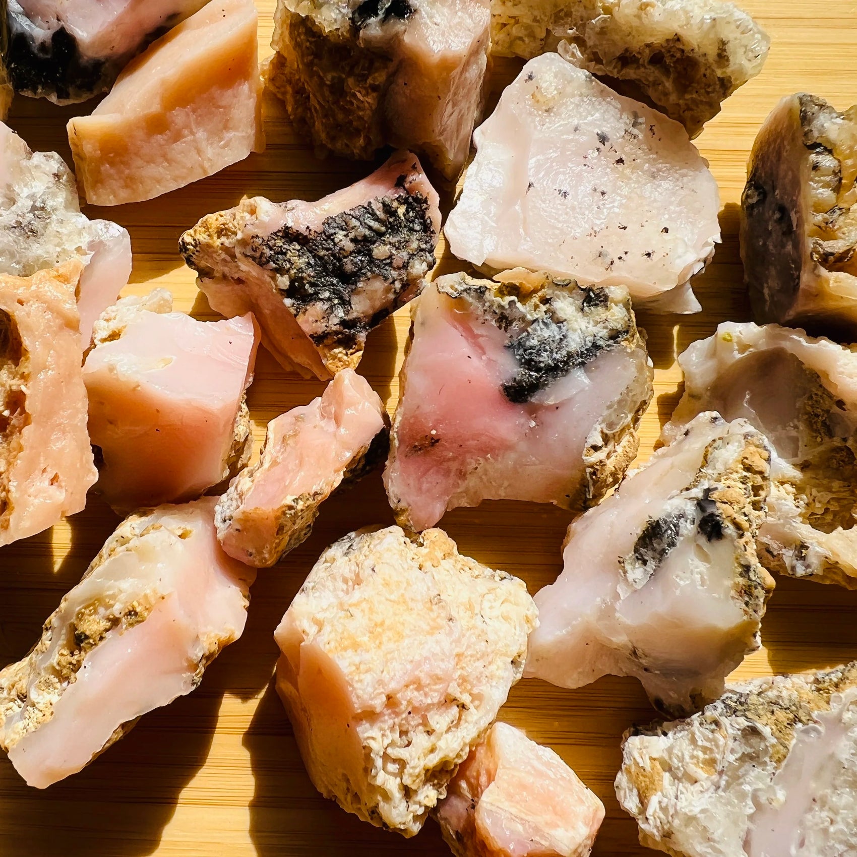 Pink Opal raw stone in Pink tones from Peru for Emotional Healing and Stress Relief