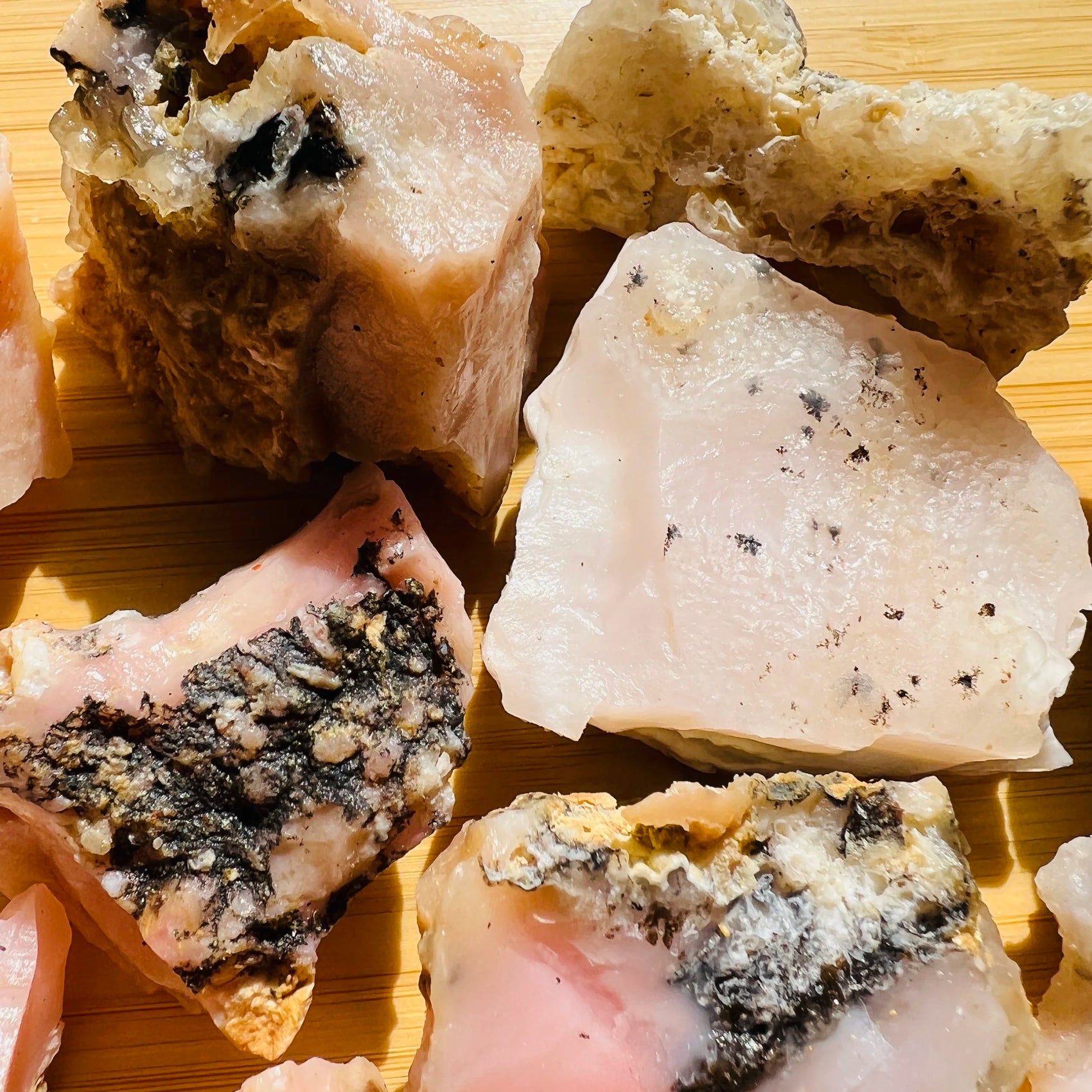 Bulk Pink Opal raw stones from Peru, Pink stones for Emotional Healing