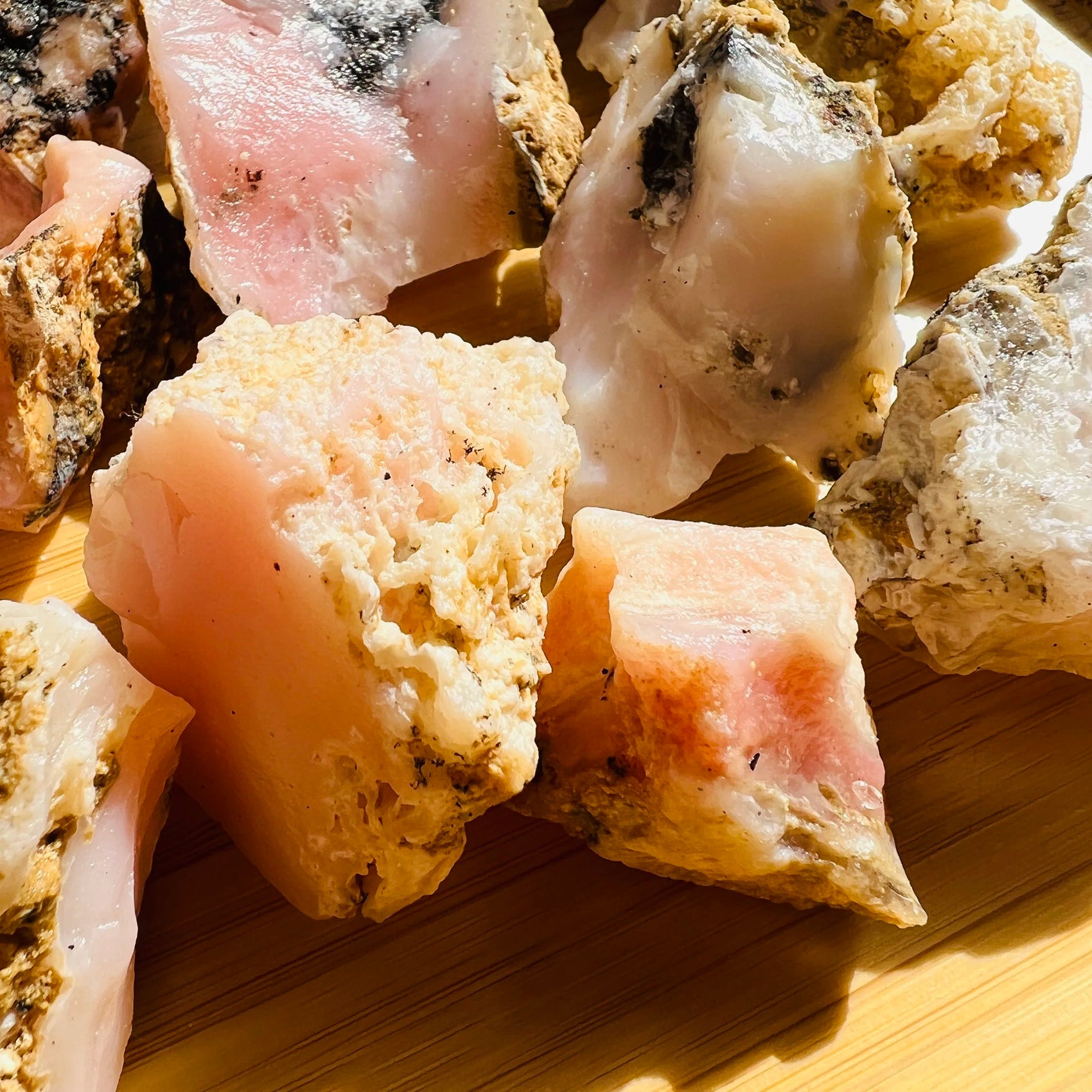 Pink Opal raw stone in Pink tones from Peru for Emotional Healing and Stress Relief